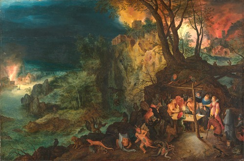 A detailed depiction of St. Anthony's temptation by Jan Brueghel the Elder.