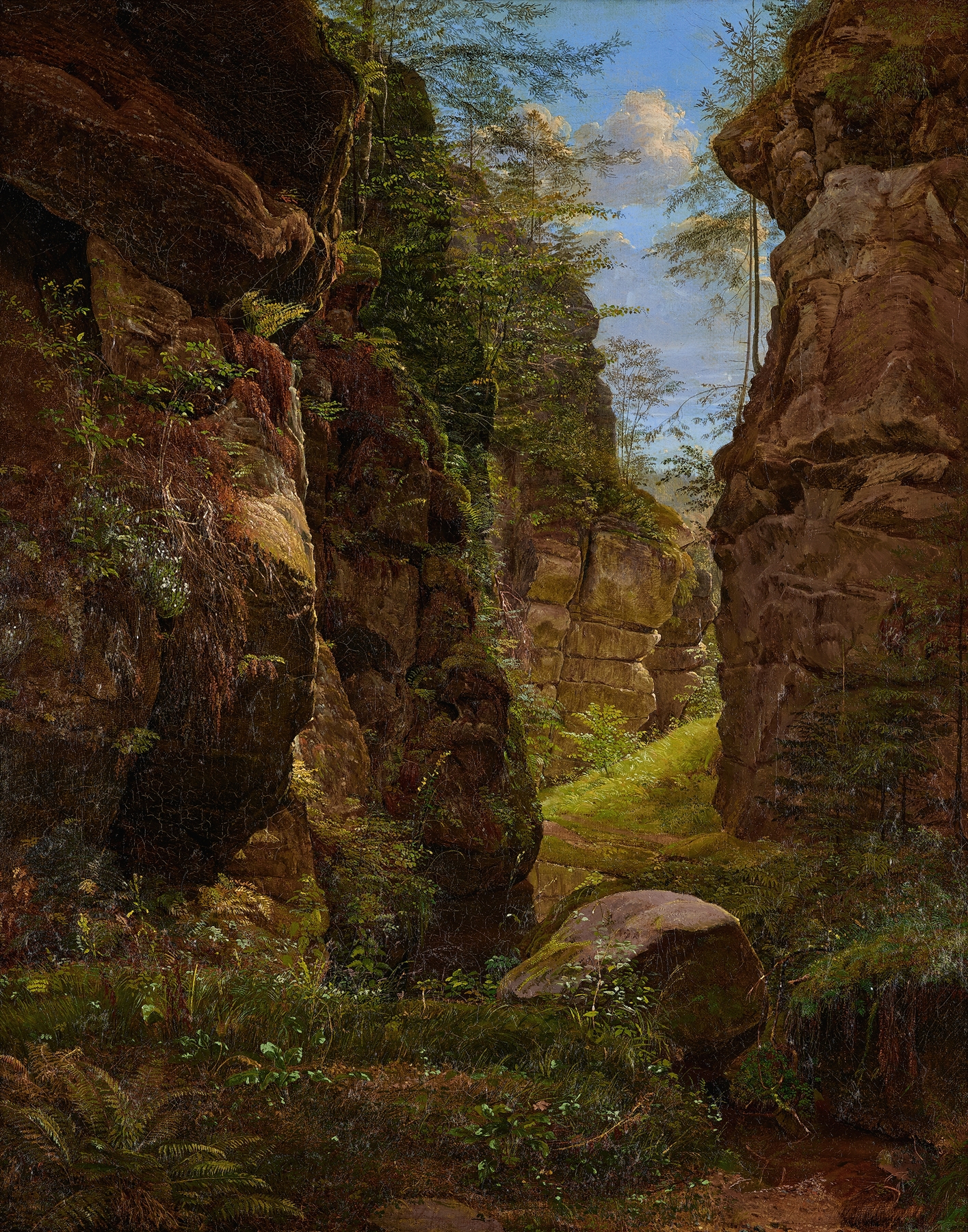 Felsenschlucht im Uttewalder Grund, oil on canvas by August Heinrich