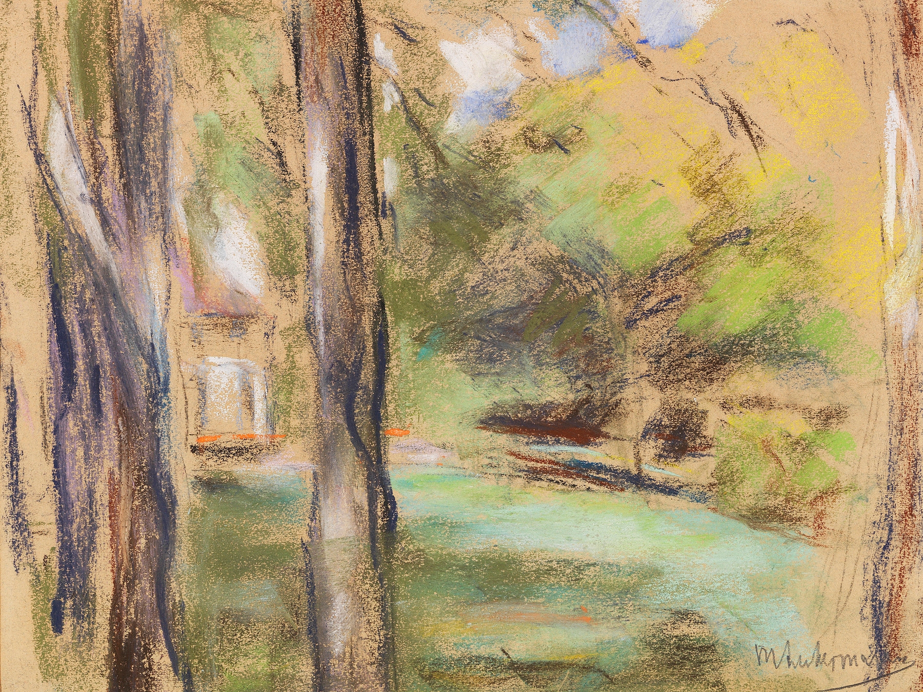 Seitlicher Blick in den Wannseegarten, by Max Liebermann, public domain