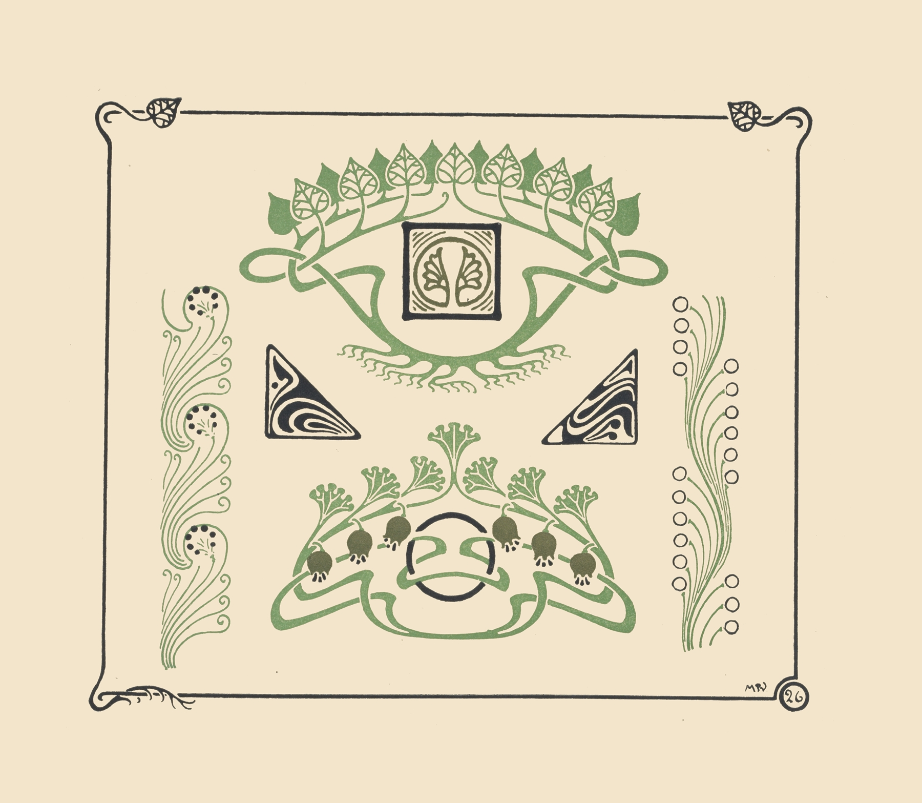 Abstract design based on leaves and flowers., by Maurice Pillard Verneuil, public domain