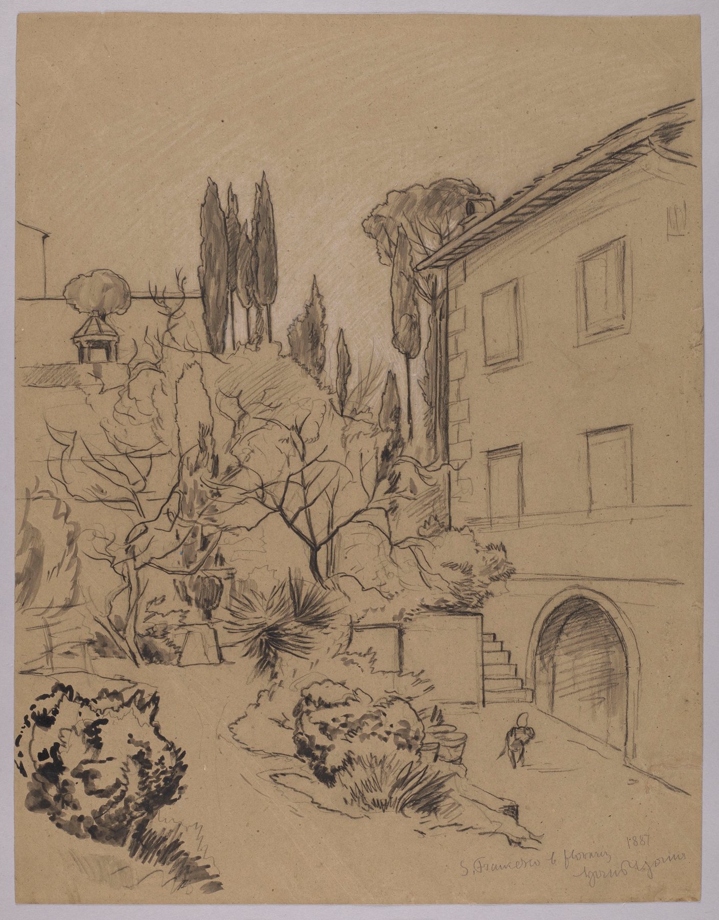 View of the Monastery of St Francis in Florence, oil painting by Hans Thoma