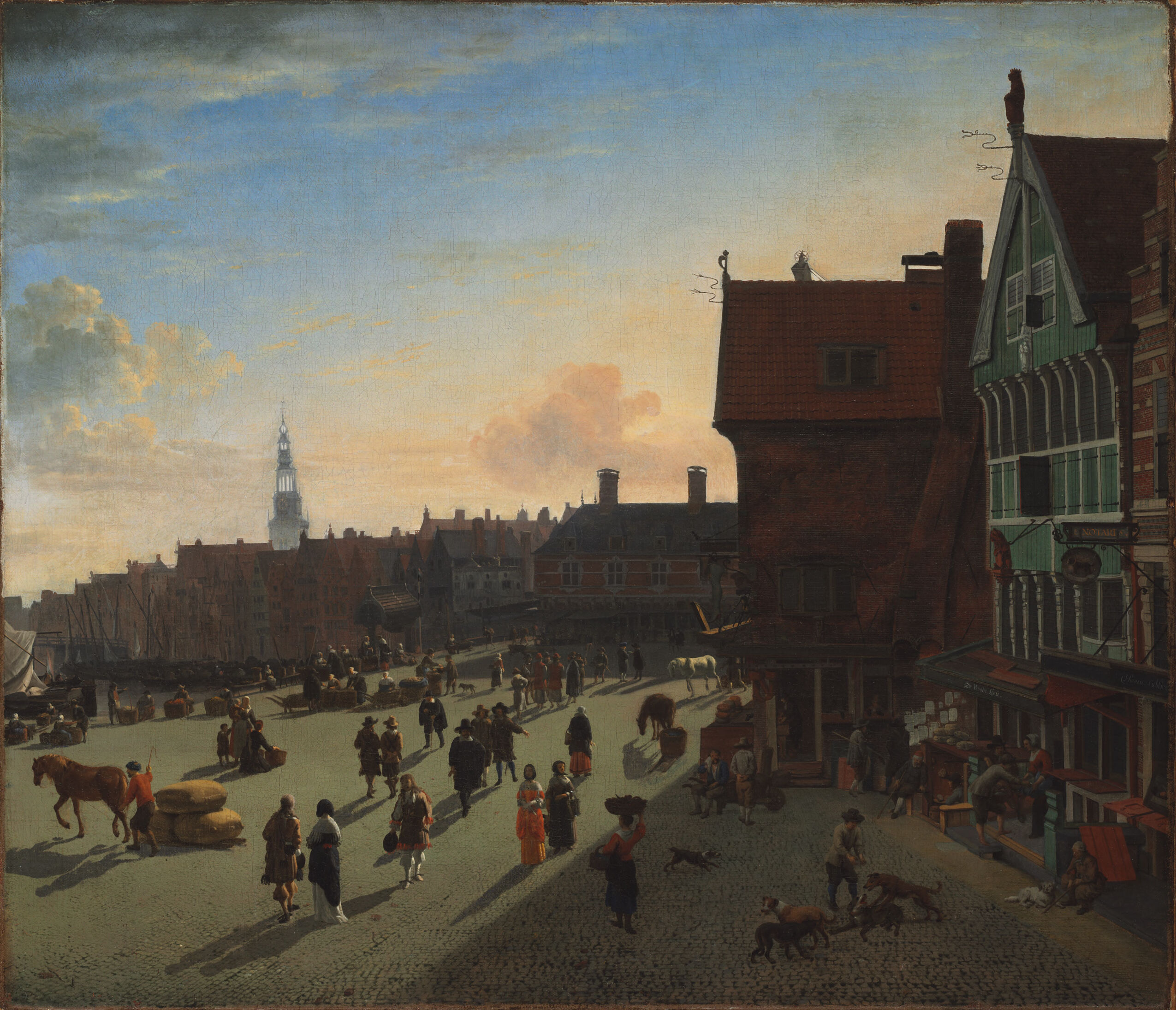The Dam and Damrak, Amsterdam, by Jan van der Heyden, public domain