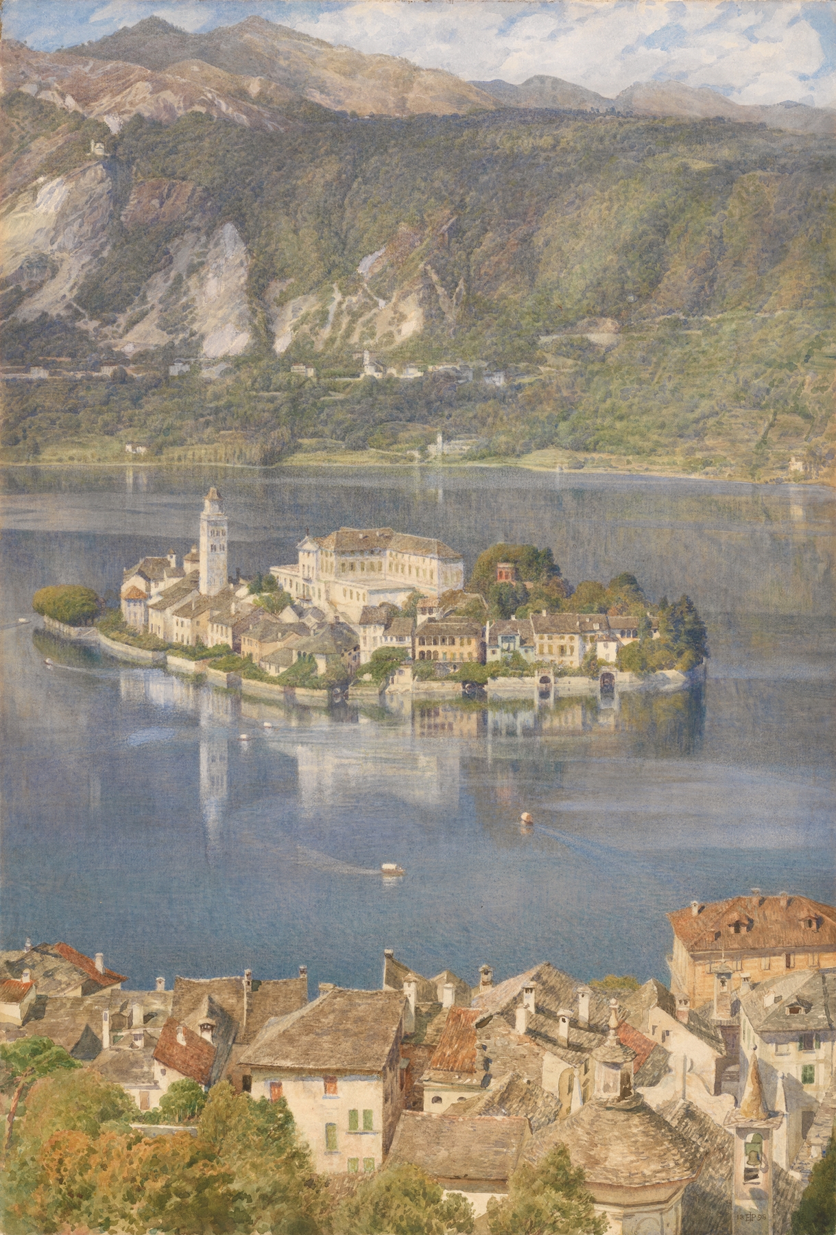 Landscape of Isola San Giulio, Lago d’Orta by Edward John Poynter, oil painting