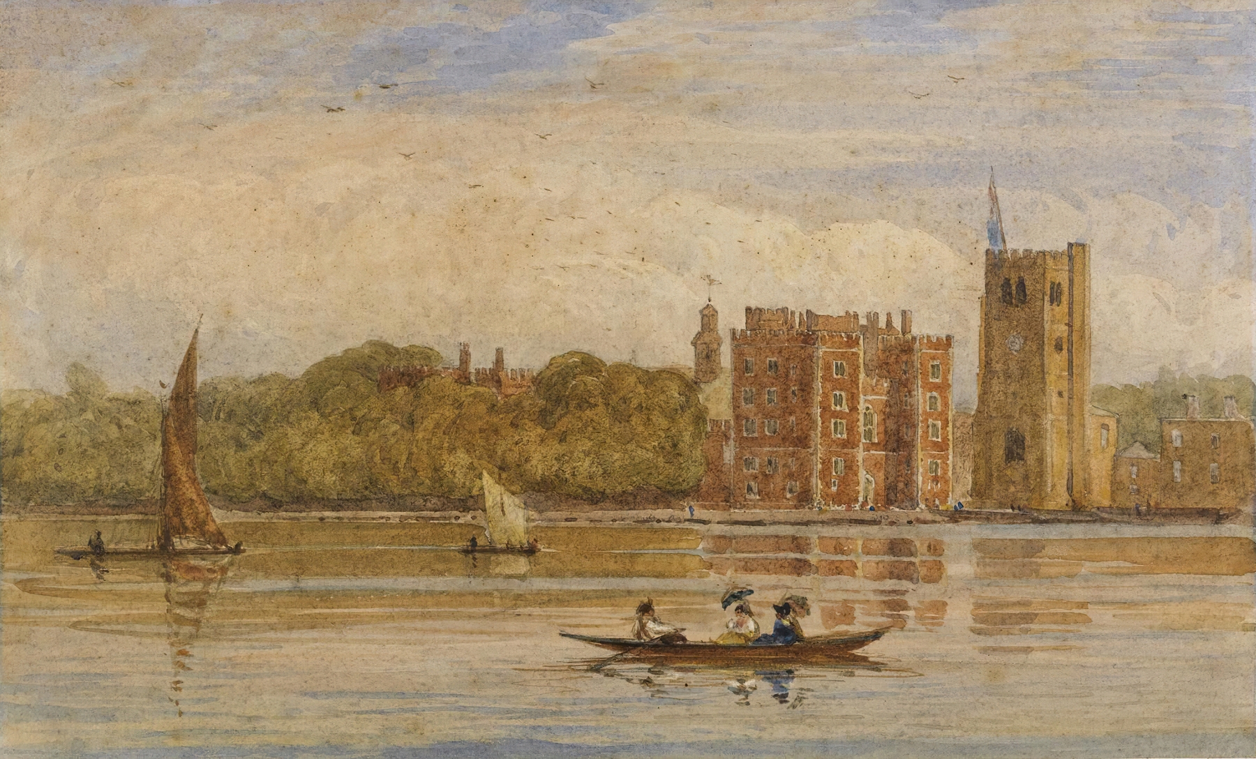 Boating Before Lambeth Palace, London, by David Cox, public domain