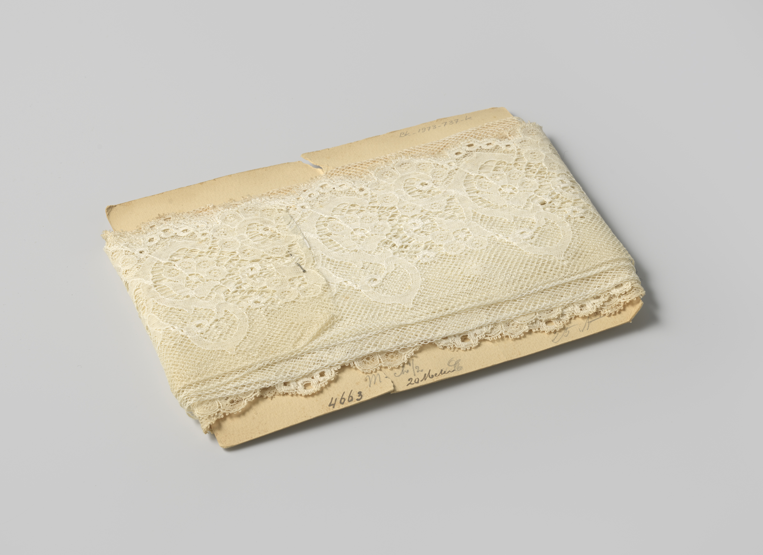Lacework on cardboard by Gustav Schnitzler, showcasing intricate textures.