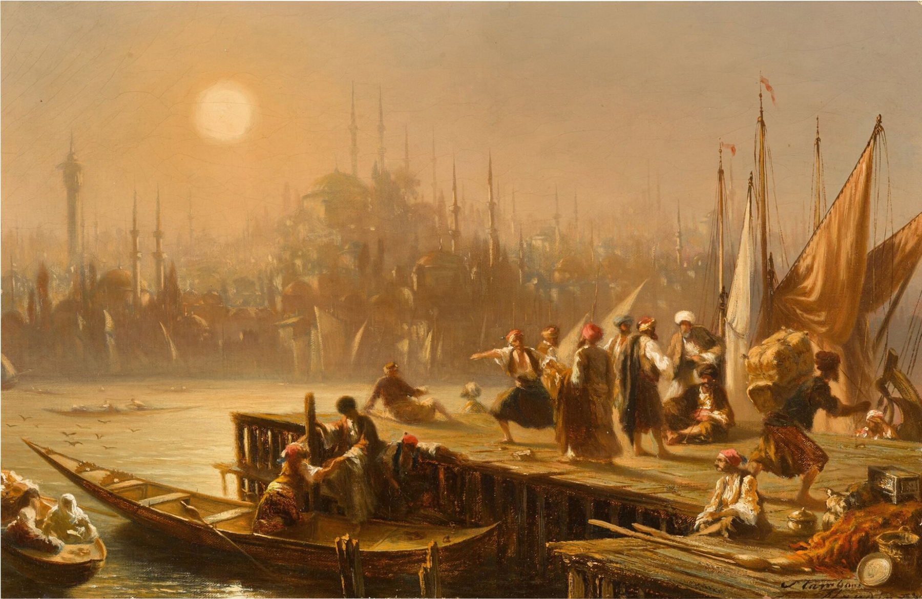 On the Bosphorus, Sultanahmet beyond, by Eugène Flandin, public domain