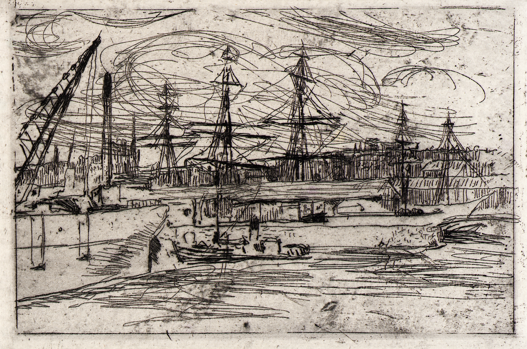Marine scene depicting Liverpool Docks by Julian Alden Weir, oil painting