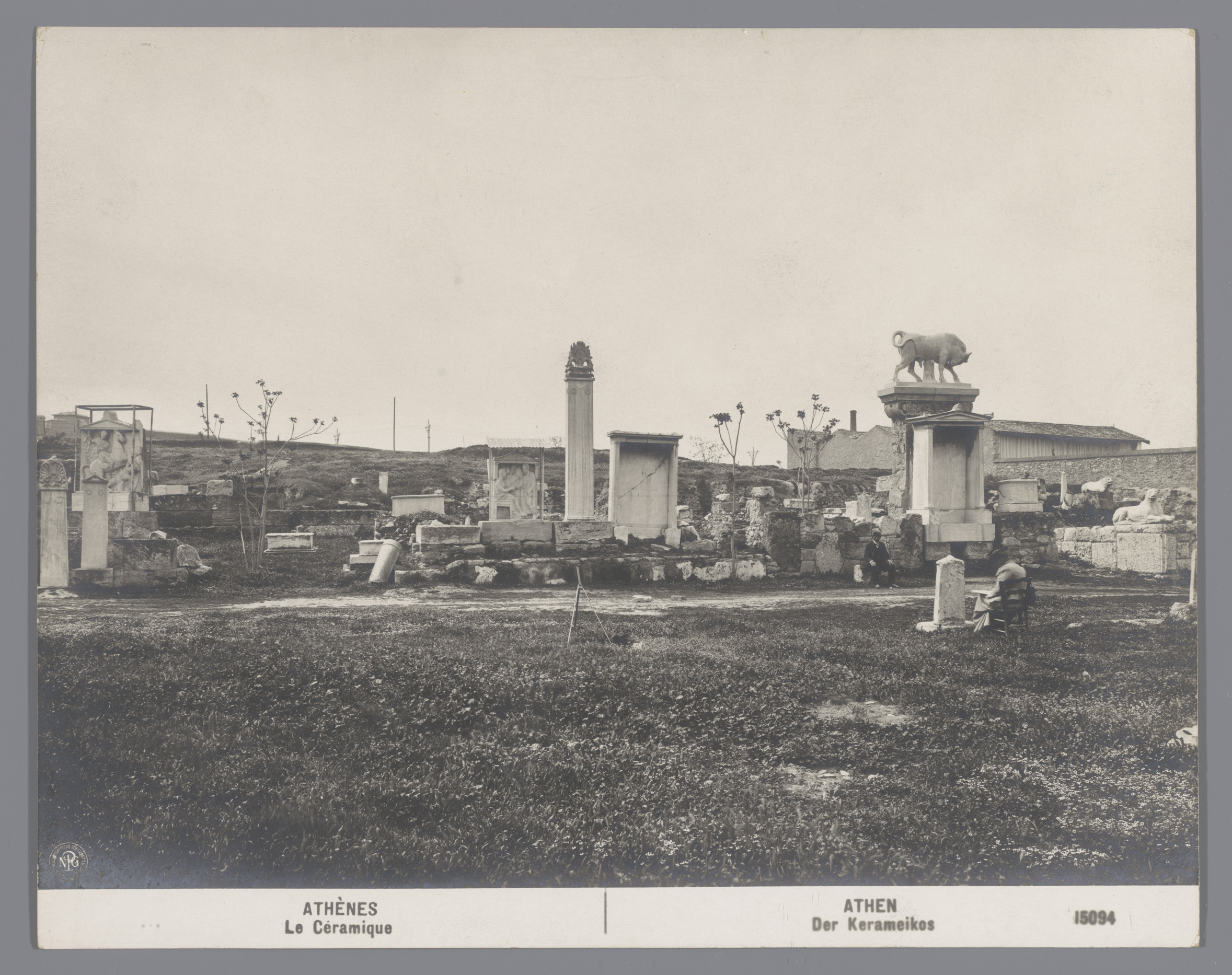 Landscape of Kerameikos te Athene, gelatin silver print by Unknown Artist