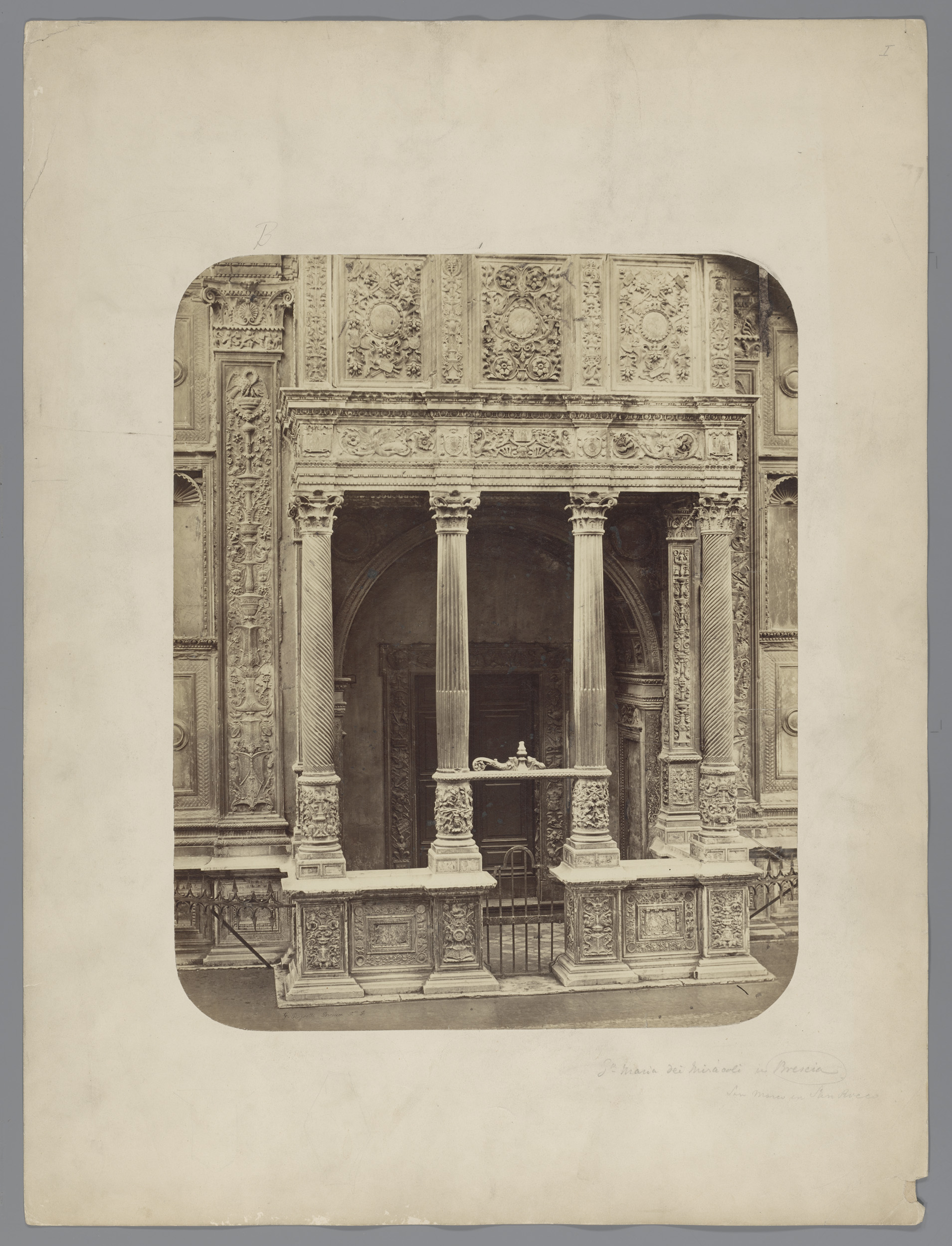 Albumen print of Santa Maria dei Miracoli in Brescia by Giacomo Rossetti