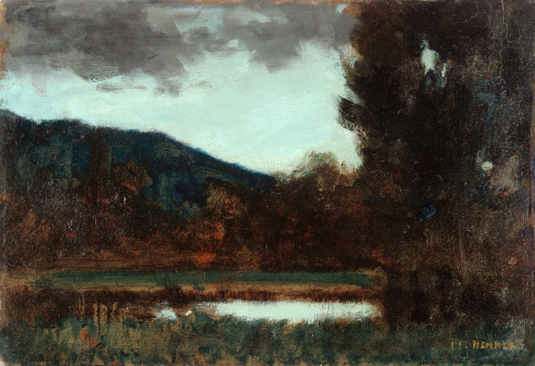 Landscape at twilight, oil on canvas by Jean-Jacques Henner