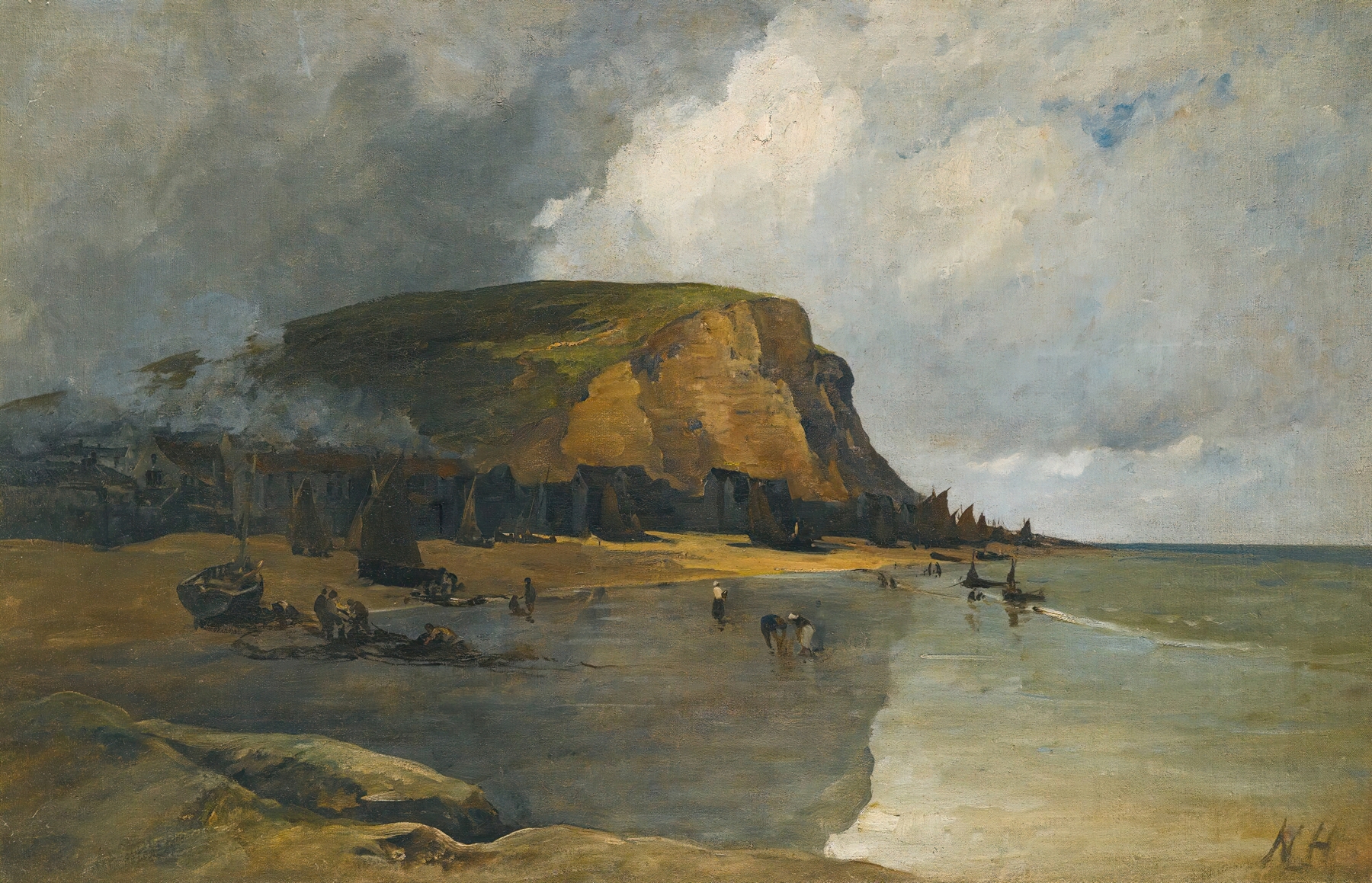 Hastings by Nathaniel Hone, oil on canvas depicting a coastline and turbulent sea