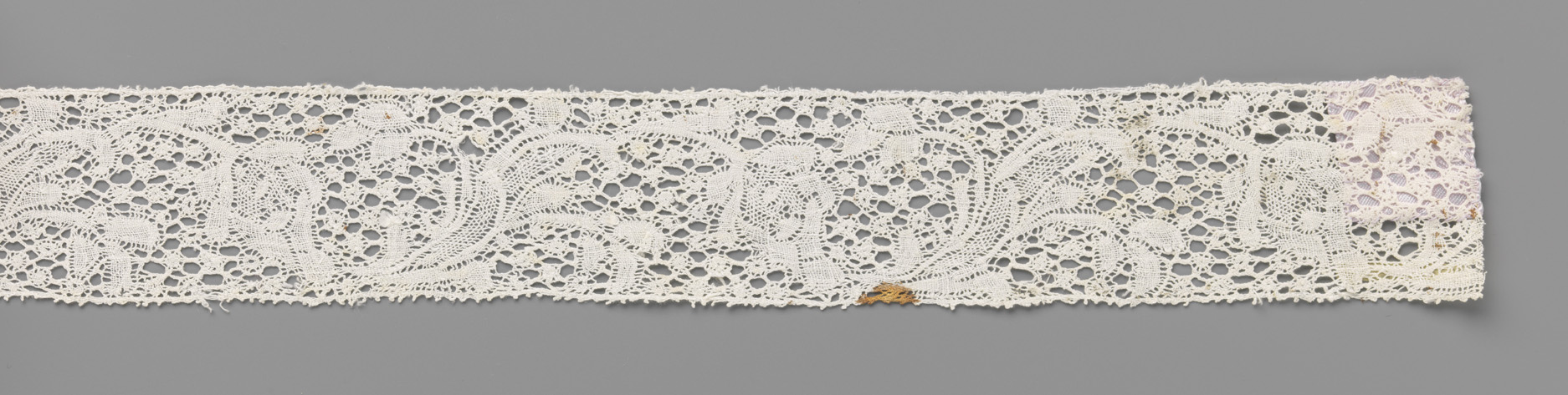 Strook kloskant met gebogen bloemstengel met pluimvormige bloem, by Unknown Artist, public domain