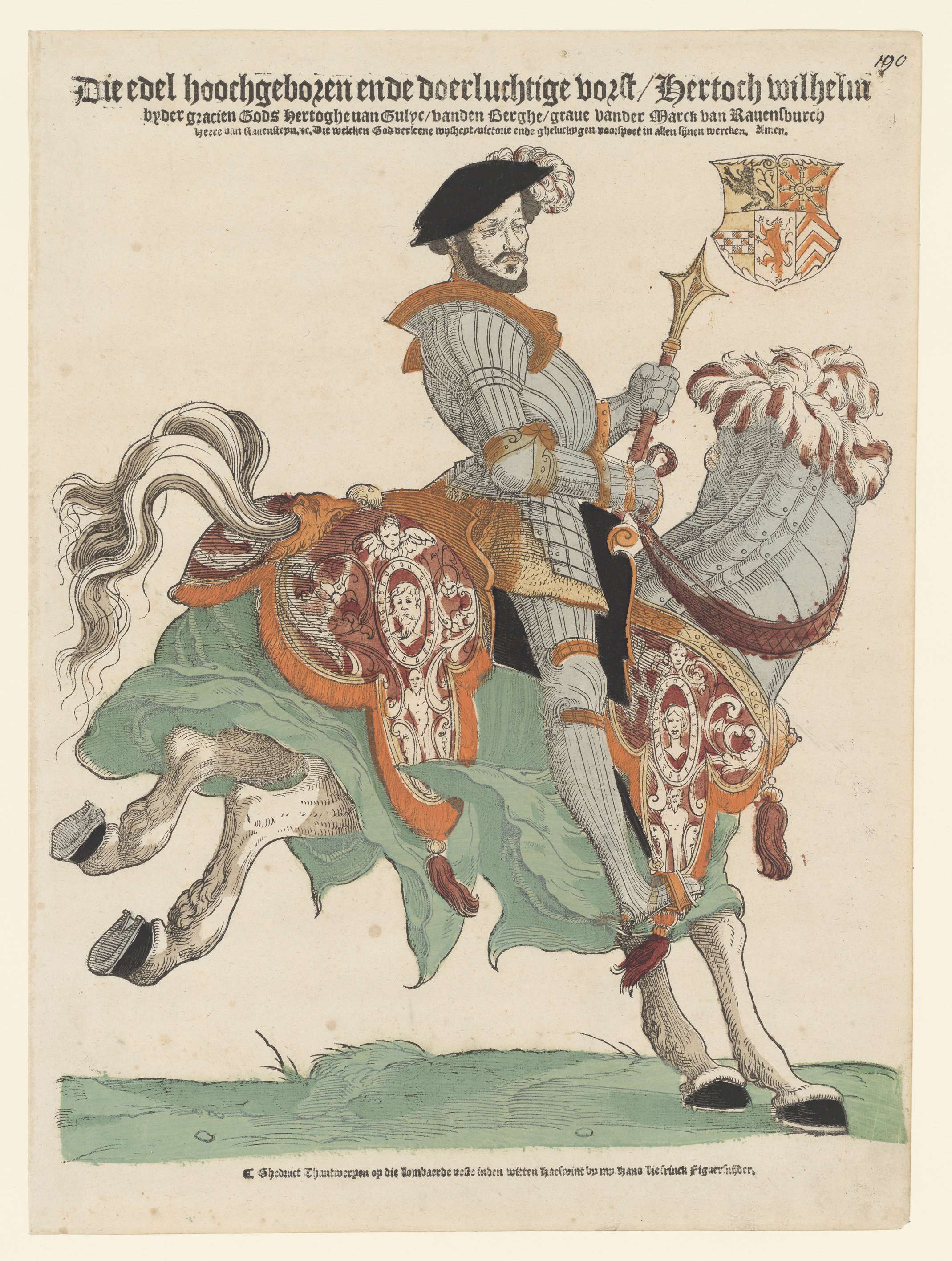 Portrait of Duke Willem van Kleef on horseback by Hans Liefrinck, medium unknown.