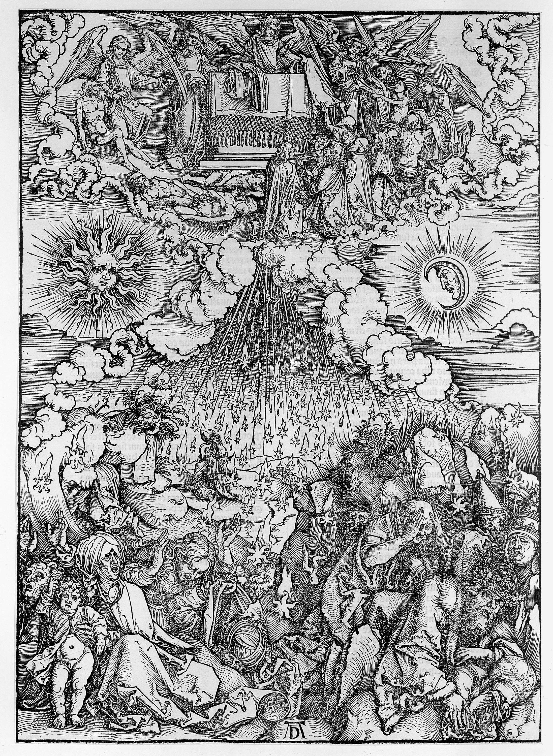 Het openen van het vijfde en het zesde zegel, by Albrecht Dürer, public domain
