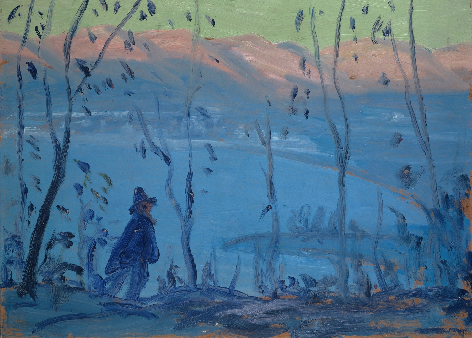 Evening Walk Above a Southern Lake by Ernst Schiess, medium unknown