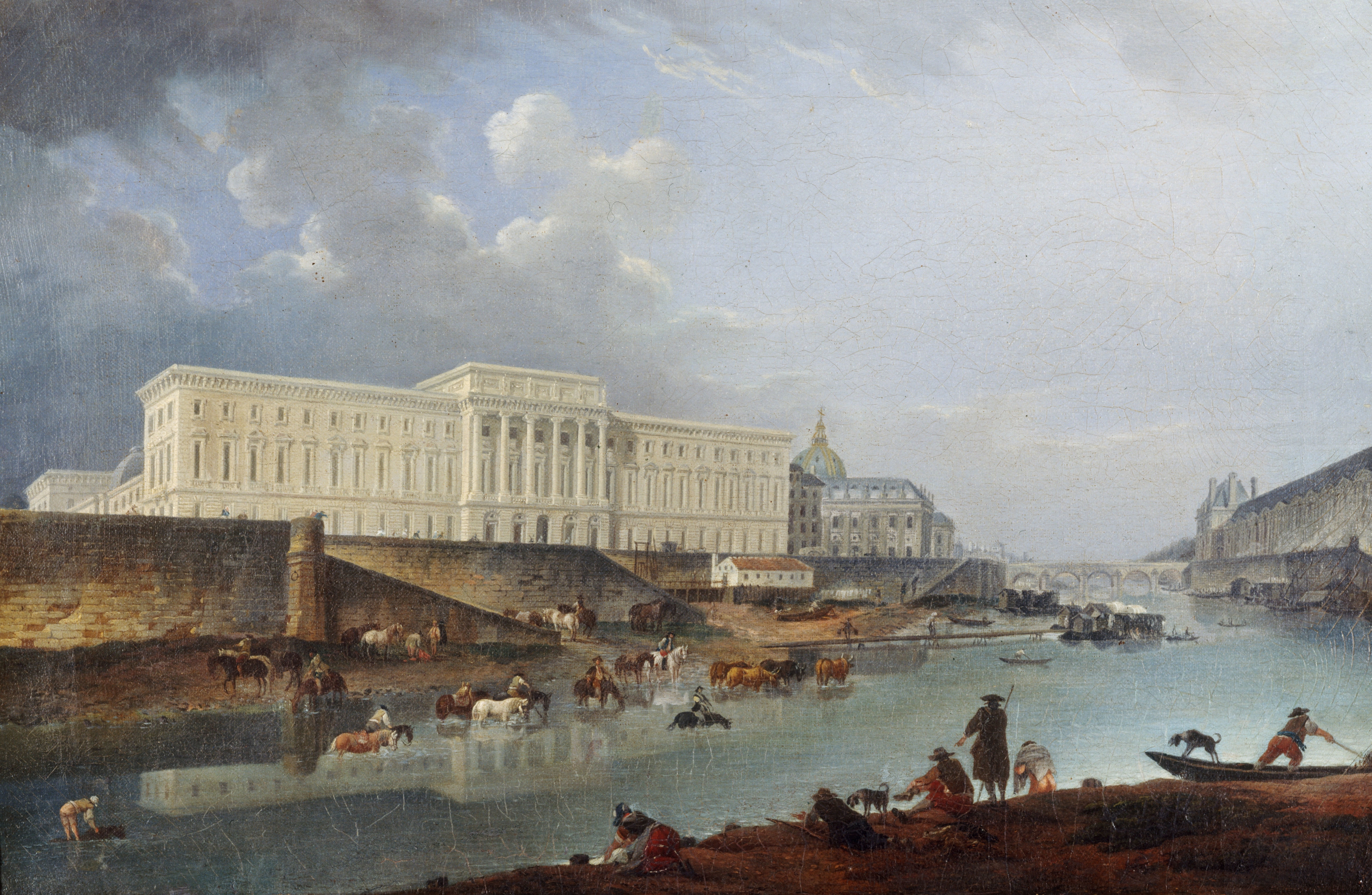 L’Hôtel de la Monnaie, le quai de Conti et la Seine, vus de la pointe de la Cité, by Pierre-Antoine Demachy, public domain