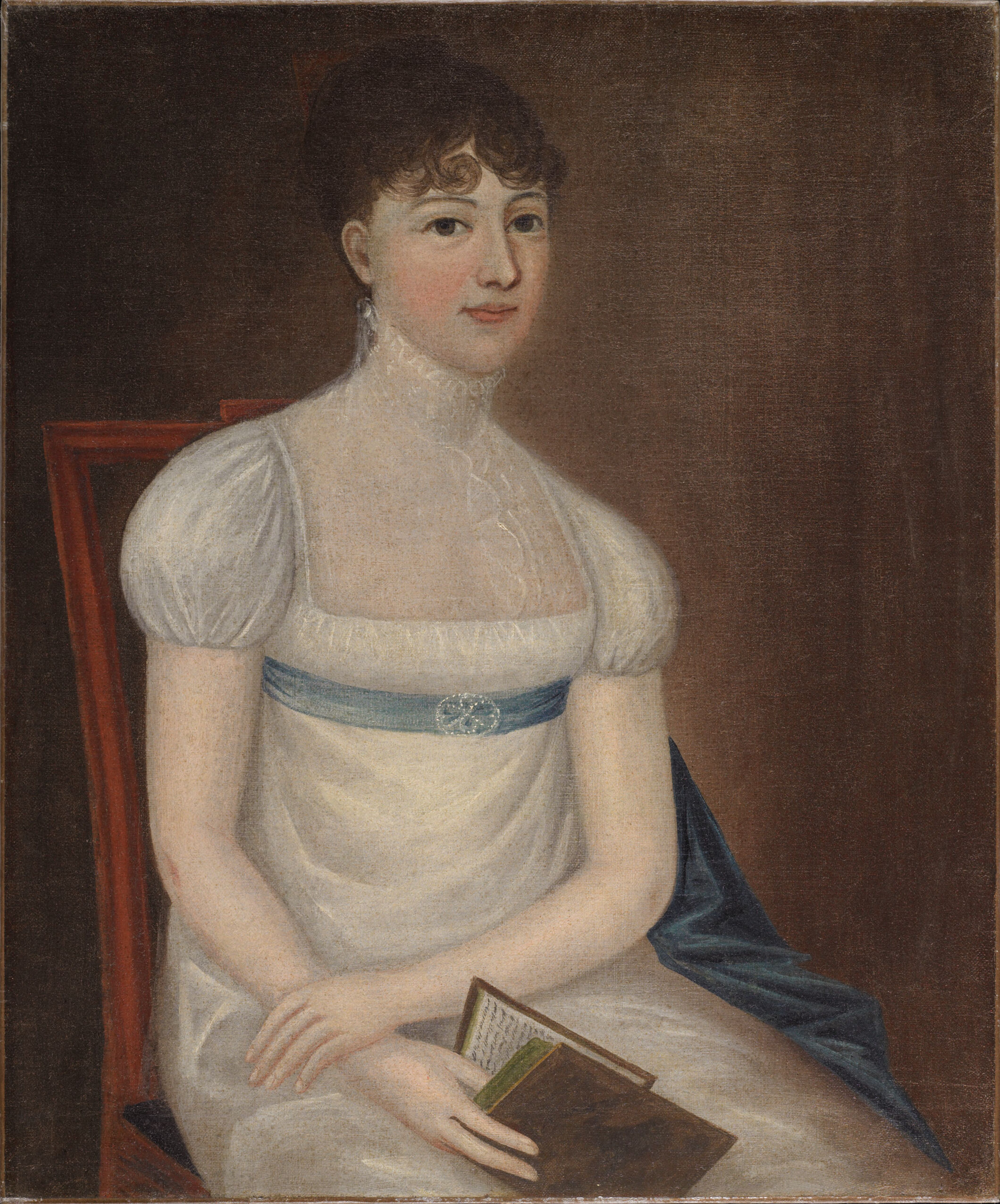 Portrait of a young woman, oil on canvas by Joshua Johnson