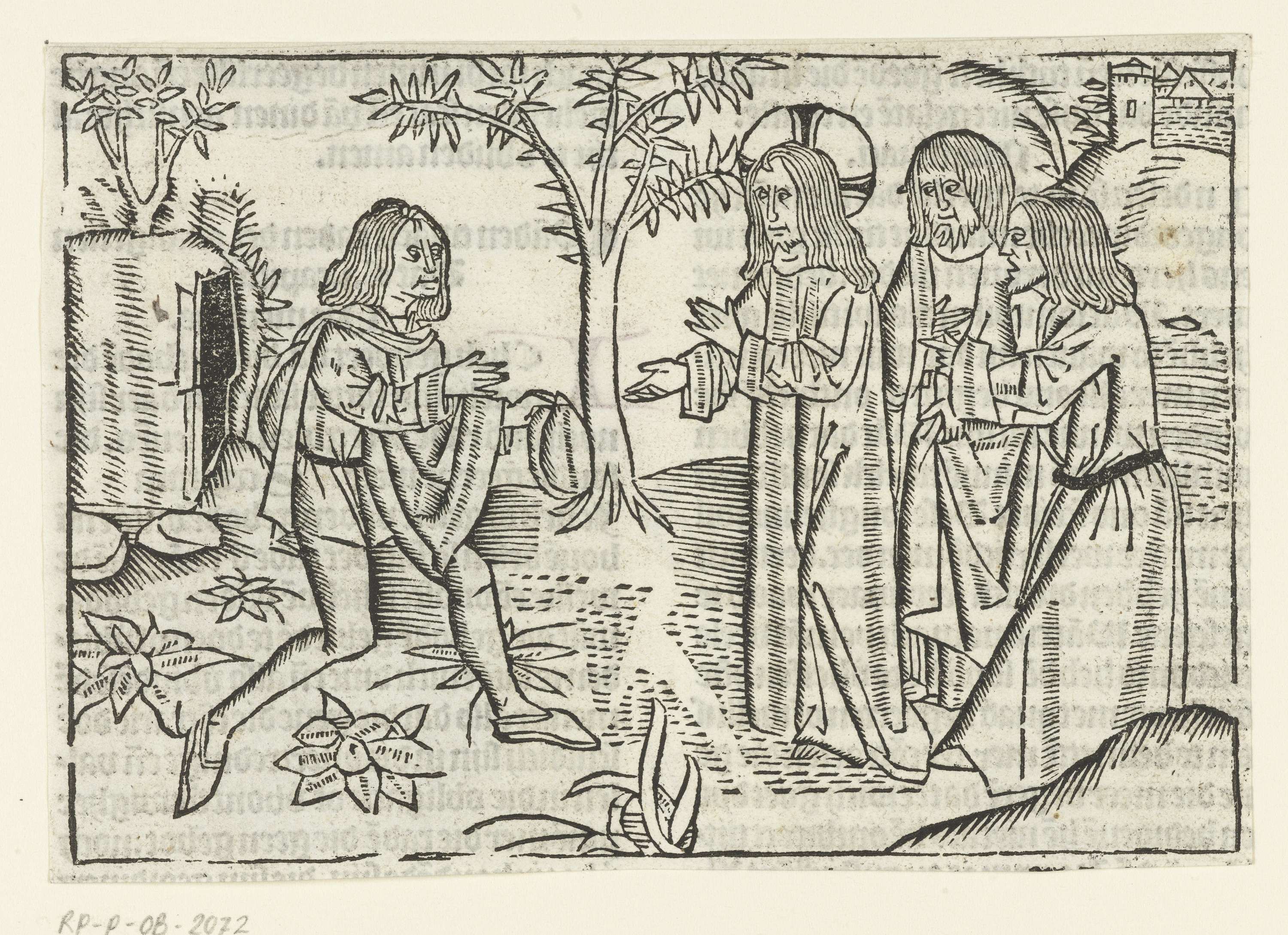 Religious scene with a rich young man, paper, Master of Delft