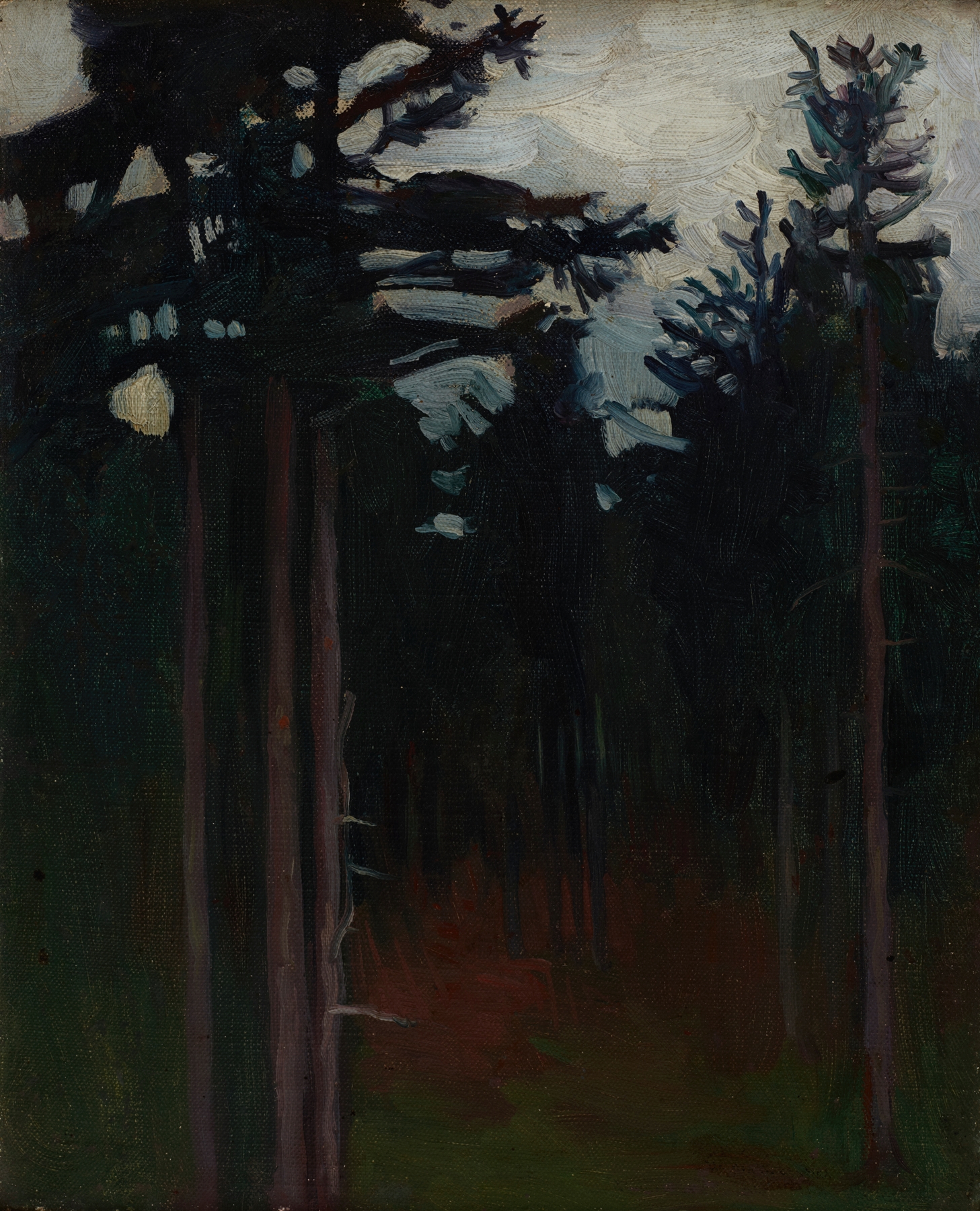 Inside the Forest, oil on canvas by Jan Stanisławski, depicting a tranquil forest path with dappled light.