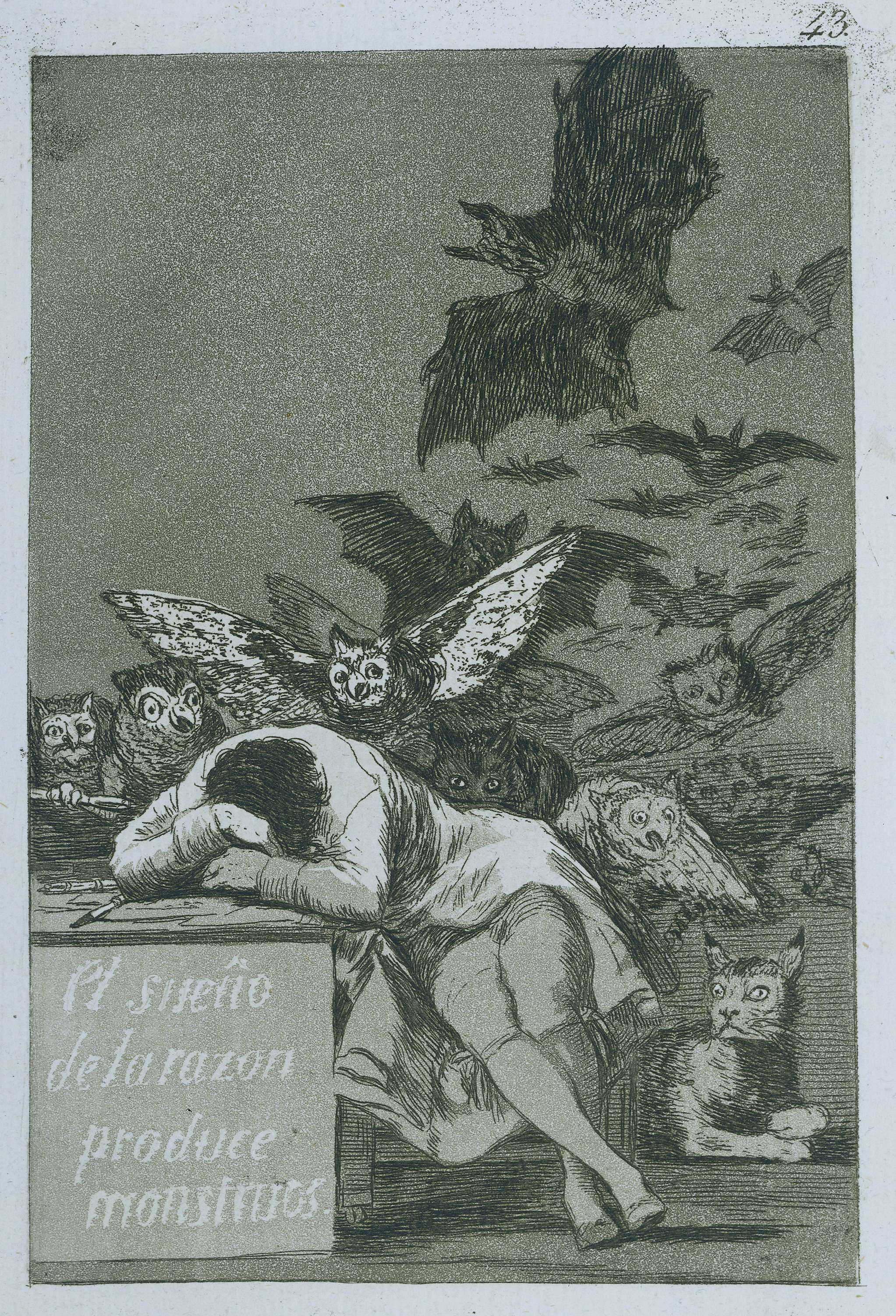 De slaap van de rede brengt monsters voort, by Francisco de Goya, public domain