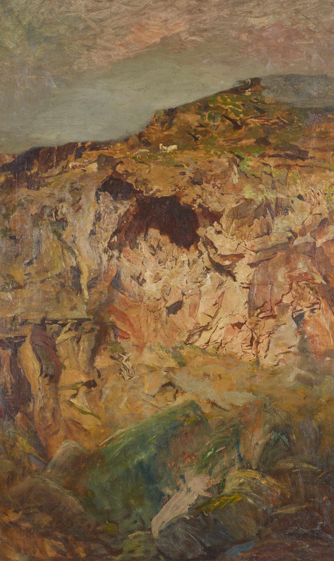 Rock study, Sumner by Petrus van der Velden, oil on canvas depicting textured rocks in a natural landscape