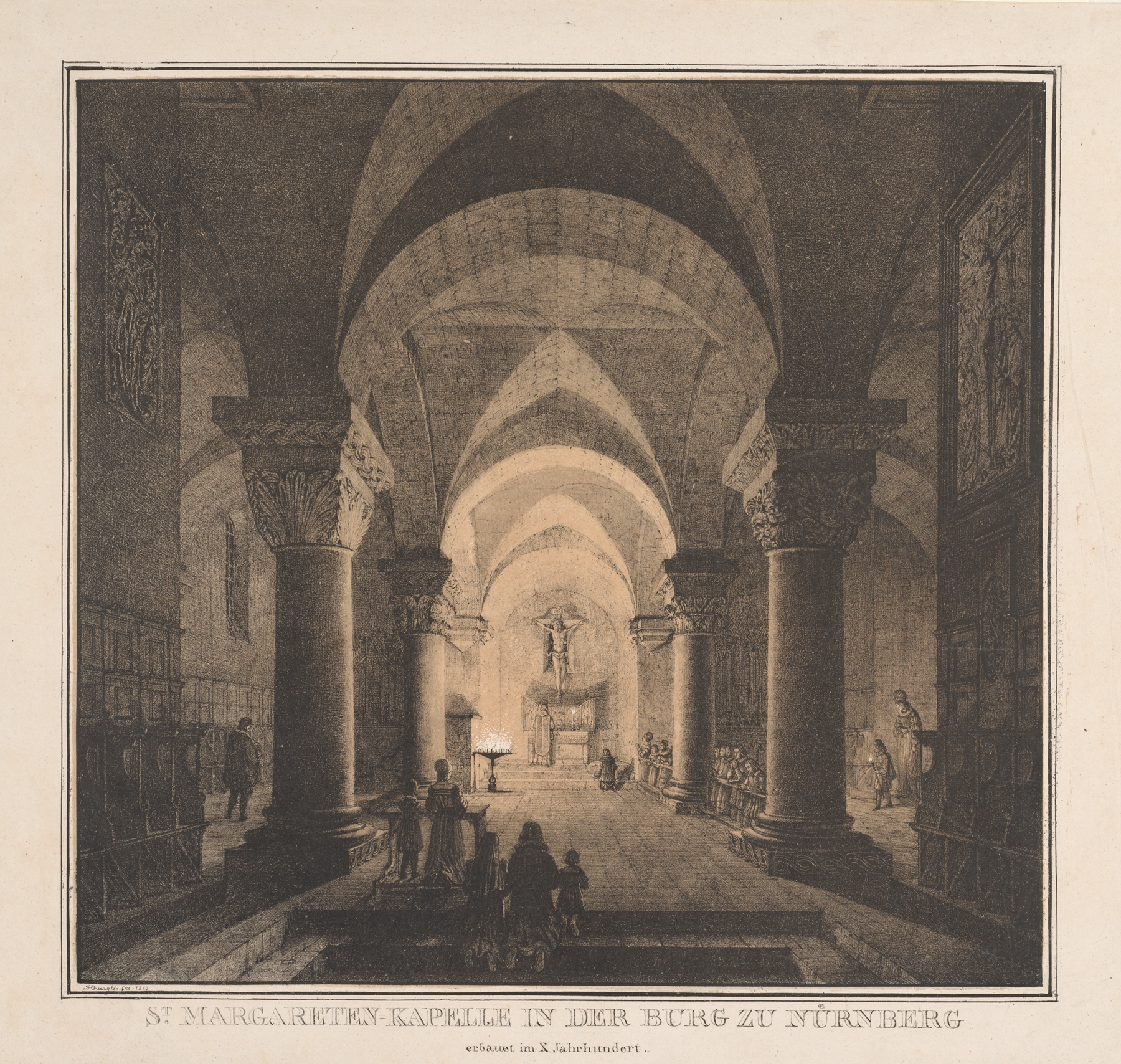 Interior of St. Margaret’s Chapel, oil painting by Domenico Quaglio the Elder