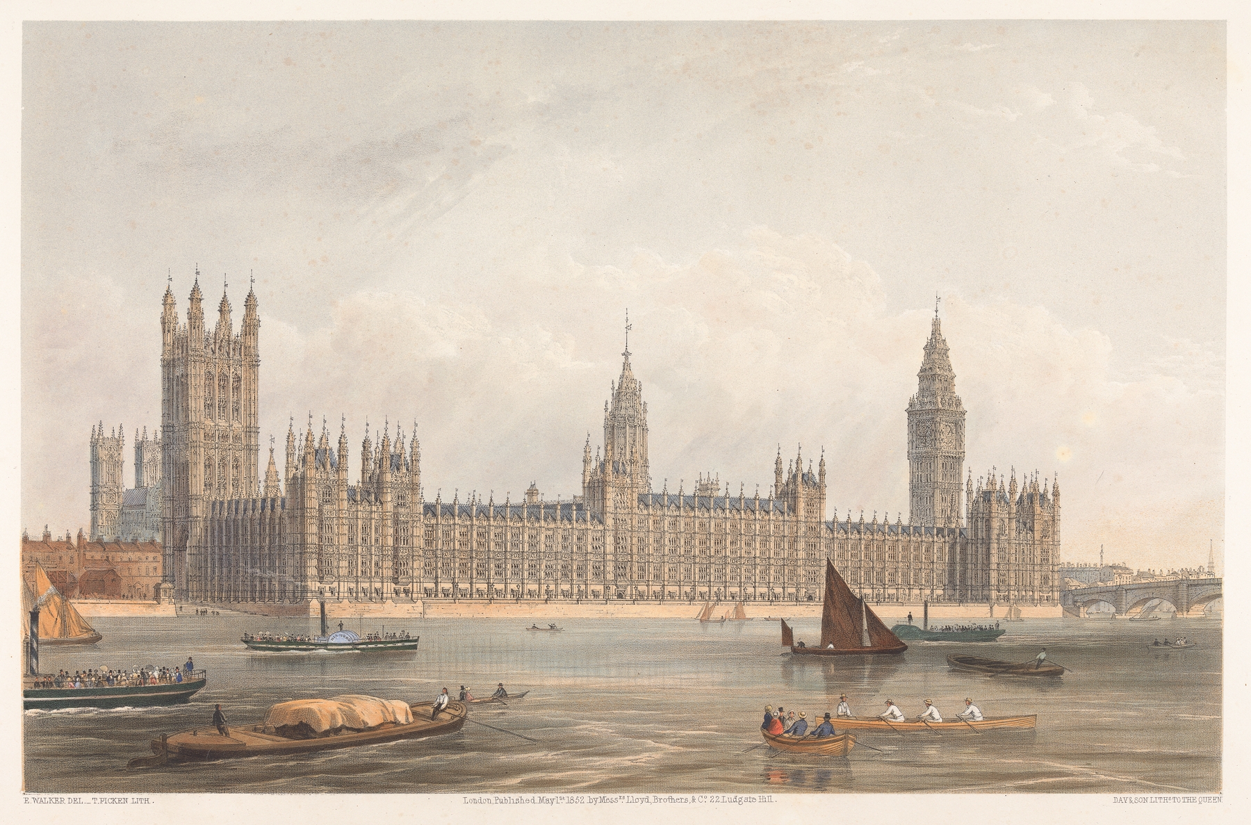 The New Houses of Parliament by Edmund Walker, oil on canvas