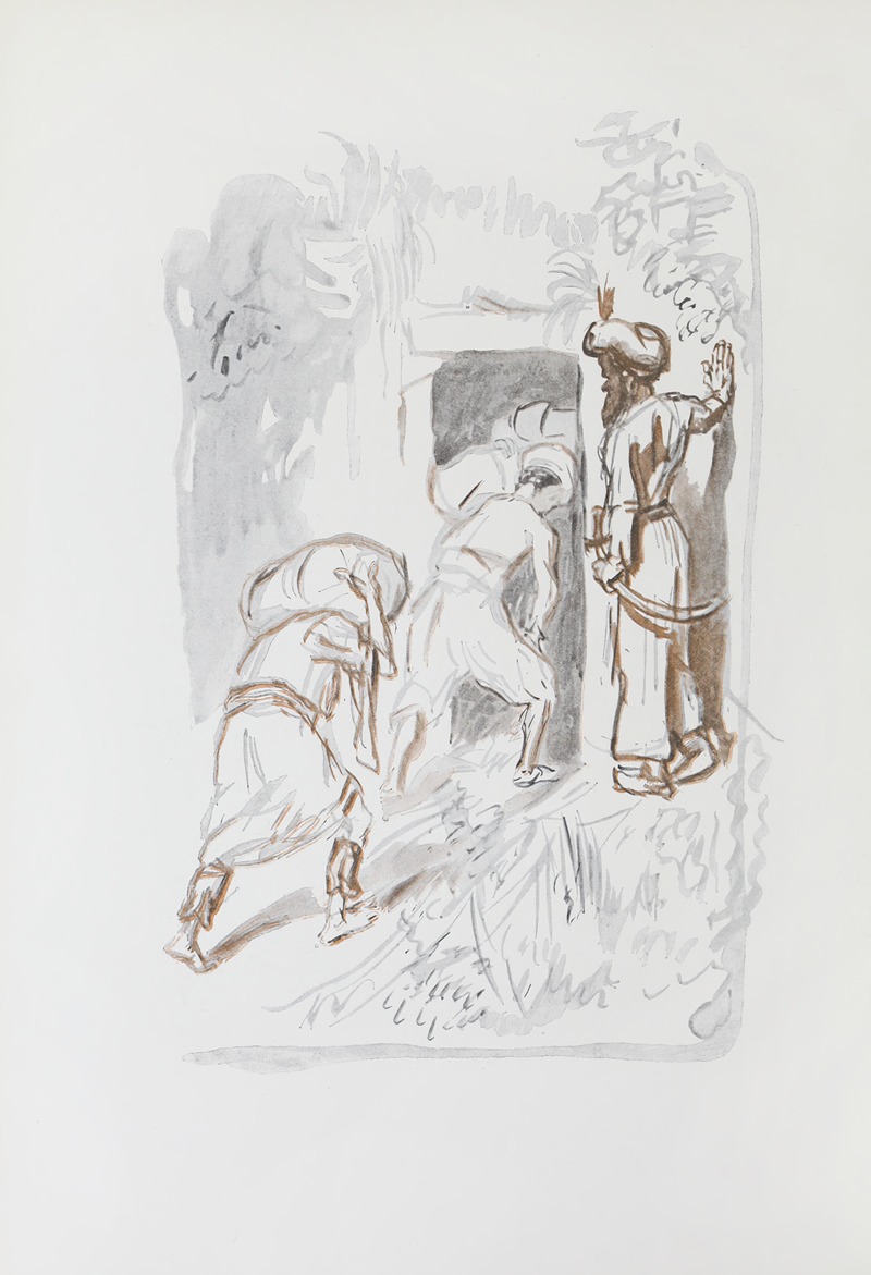 Max Slevogt's painting depicts a scene from the story of Ali Baba and the Forty Thieves.