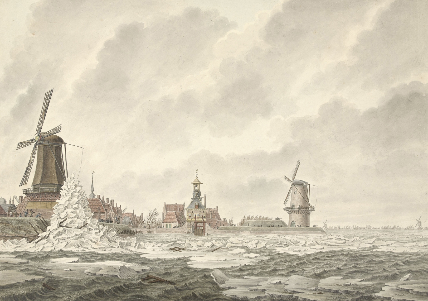 Landscape depicting winter ice scene by Cornelis de Jonker, oil painting