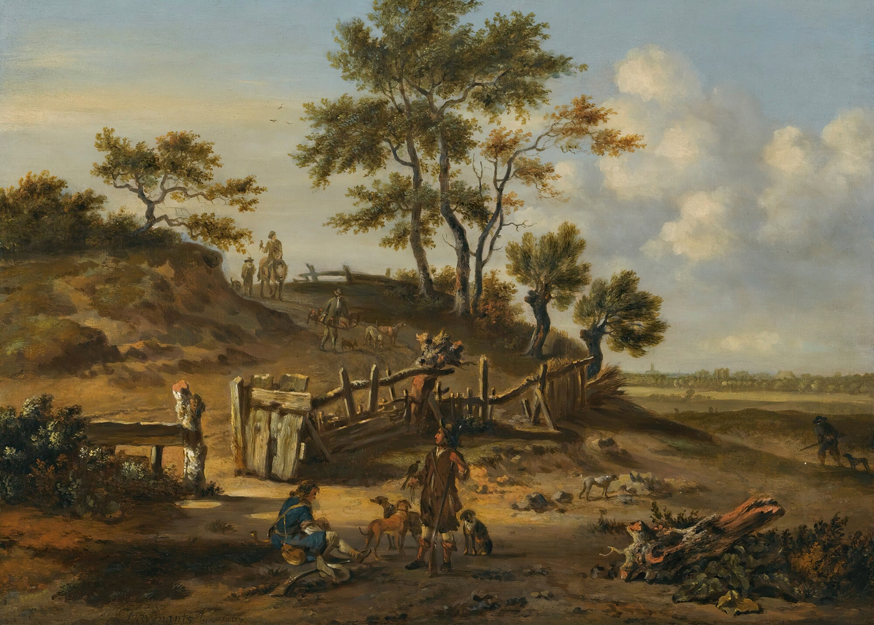 A Dune Landscape With Falconers, by Jan Wijnants, public domain