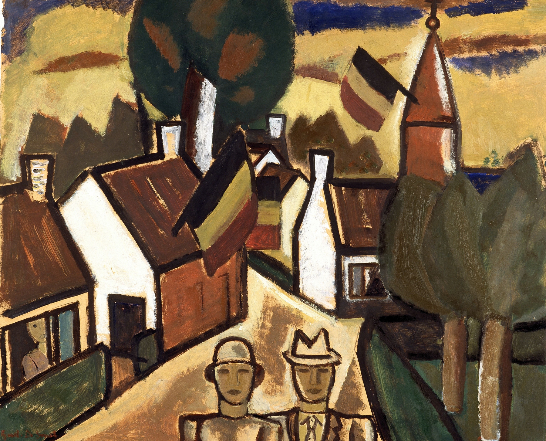 Genre scene with figures at a festival, oil on canvas by Gustave De Smet