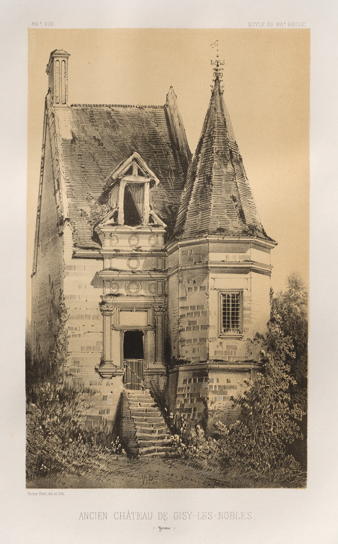 Landscape oil painting by Victor Petit featuring Ancien Château de Gisy-Les-Nobles