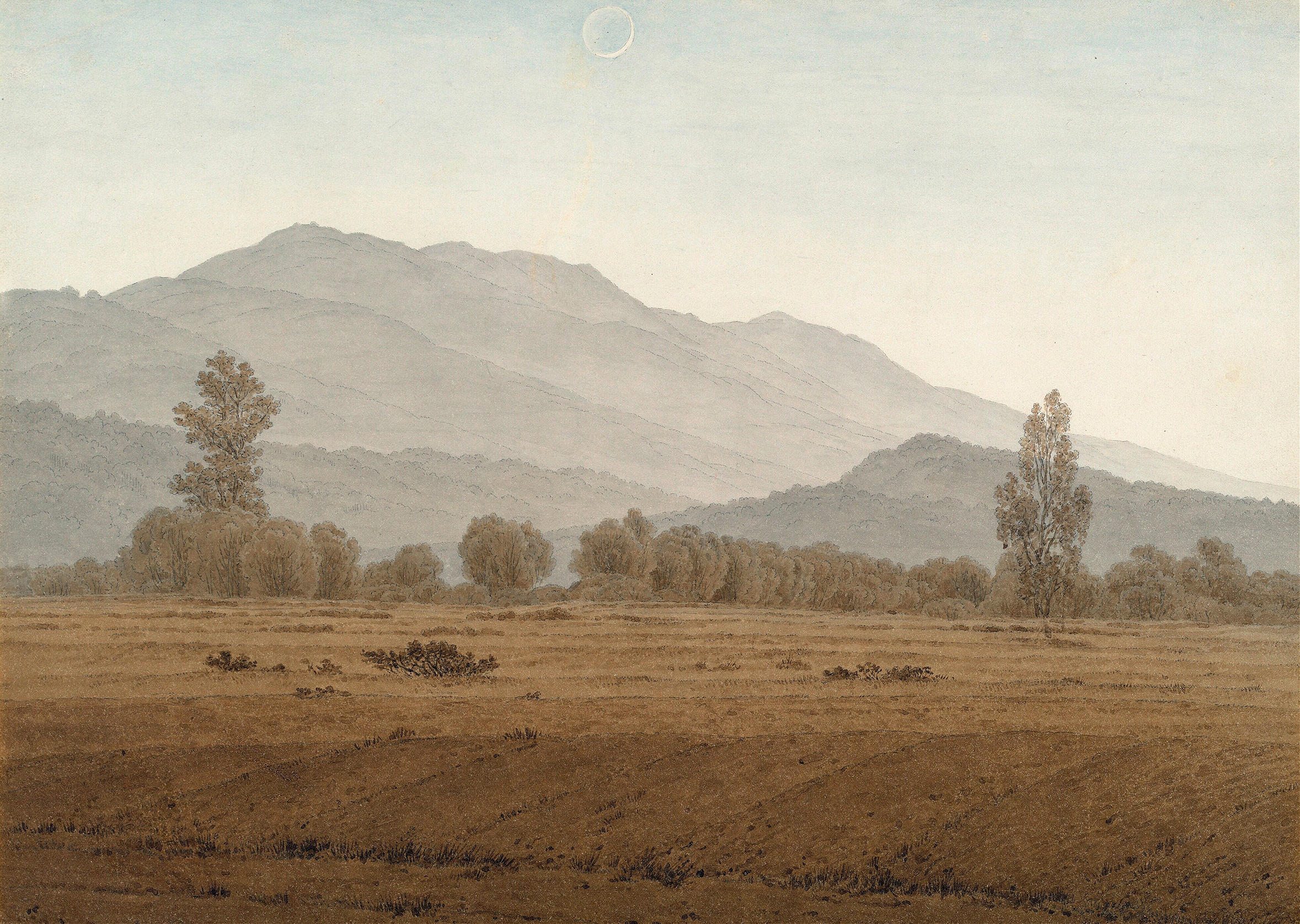 Neumond über dem Riesengebirge, by Caspar David Friedrich, public domain