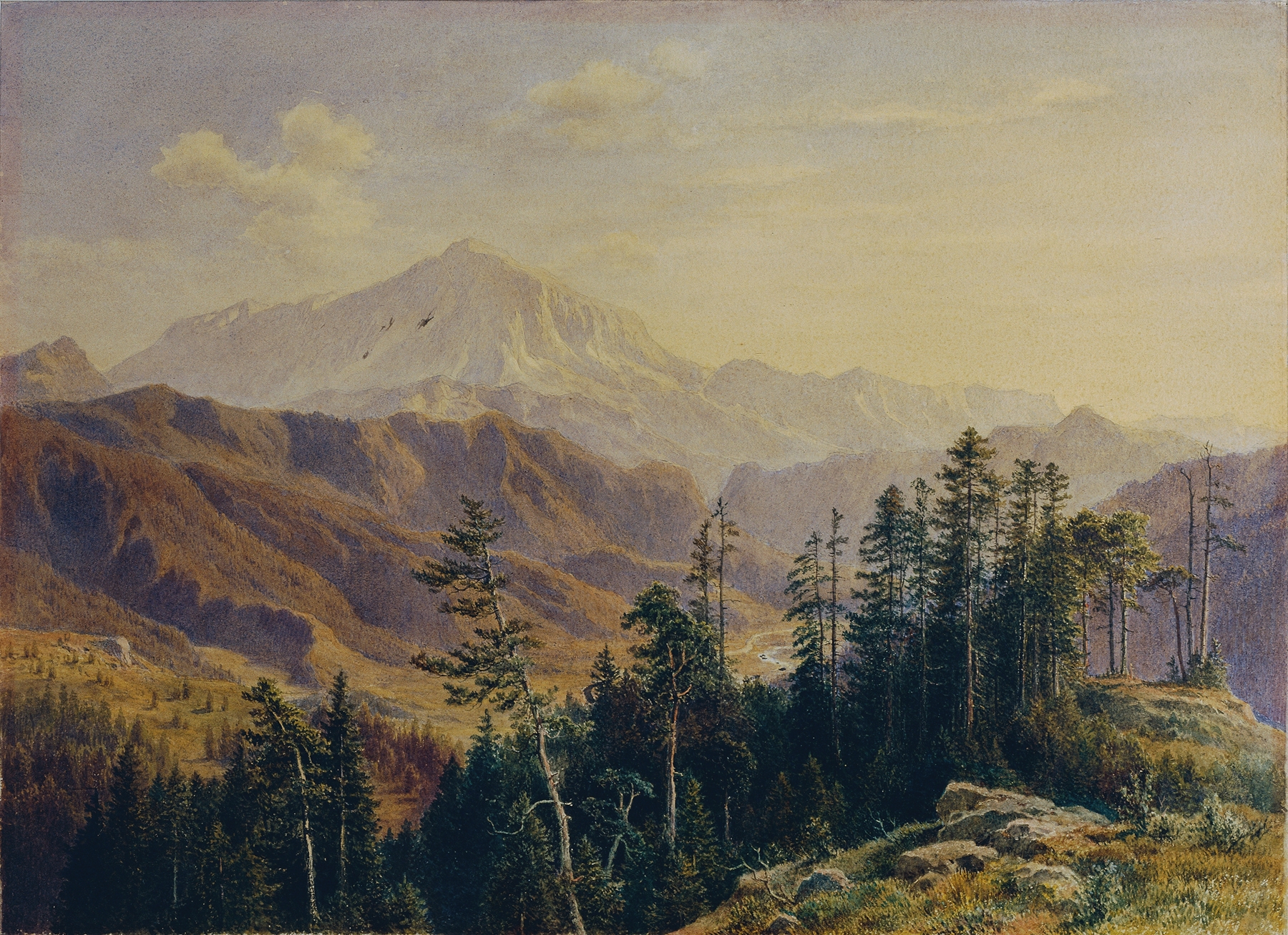 Landscape of Schneeberg mountain, oil on canvas by Ludwig Halauska
