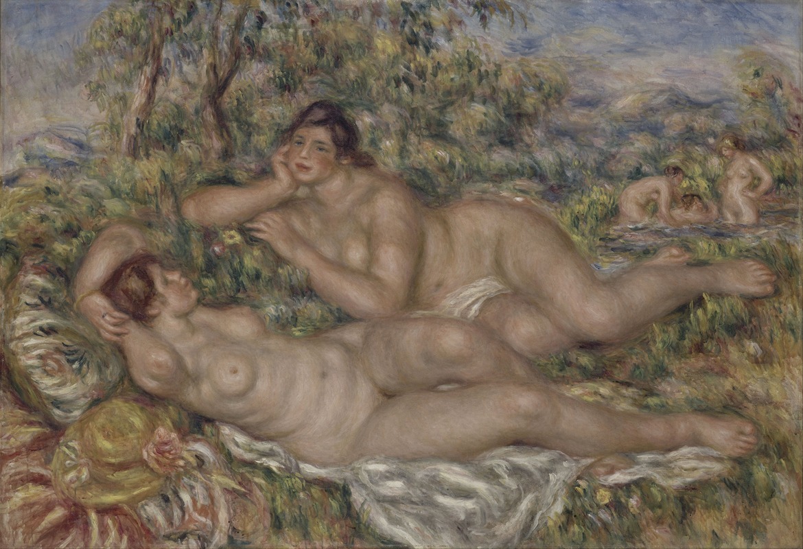 Renoir's 'The Bathers' captures the joy of leisure in a vibrant landscape.