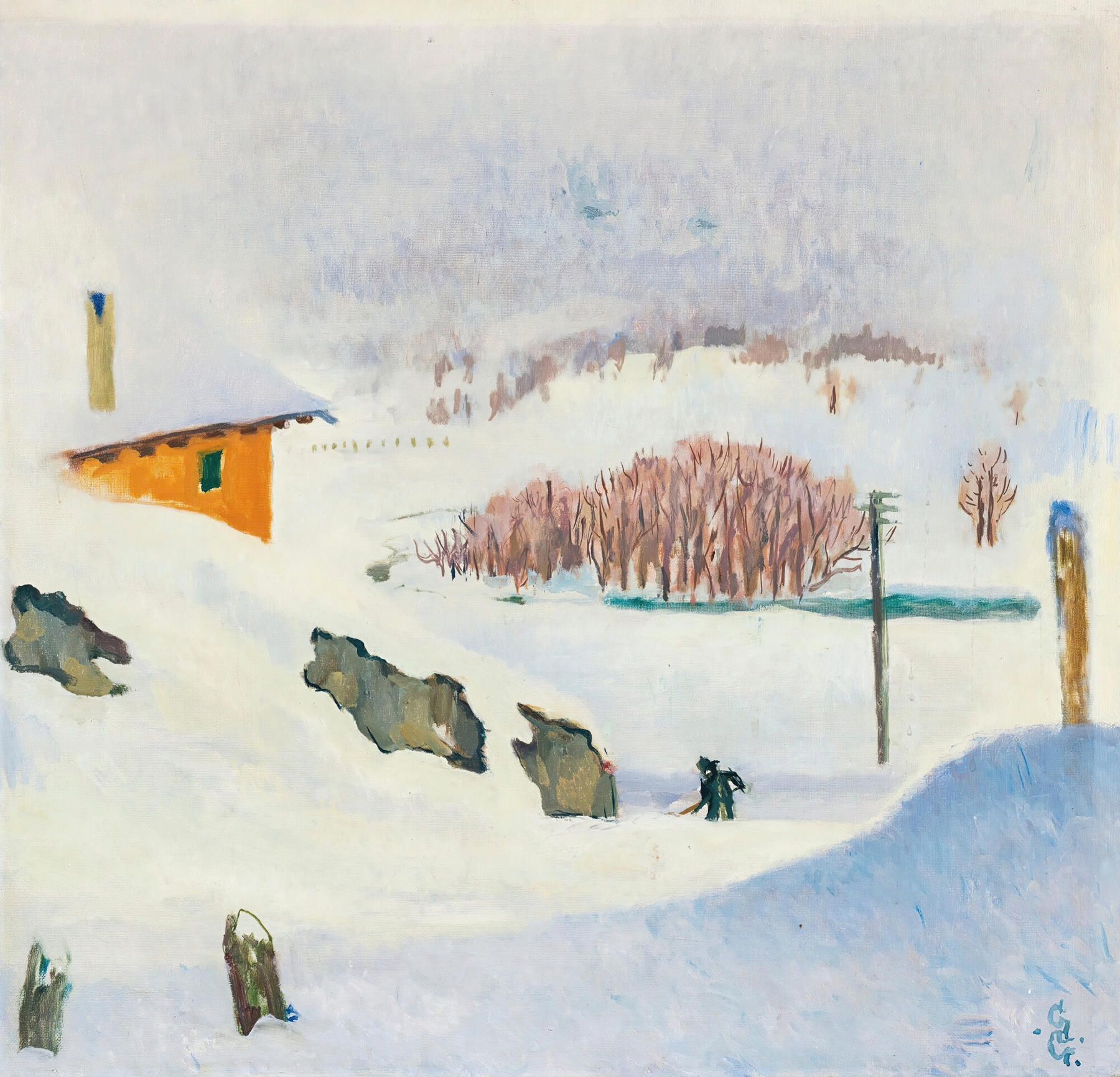 Winter landscape in oil on canvas by Giovanni Giacometti