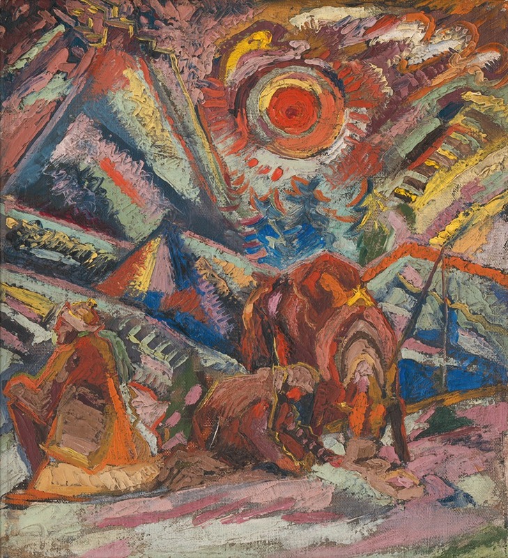 A serene scene depicting a woman resting in a natural setting.