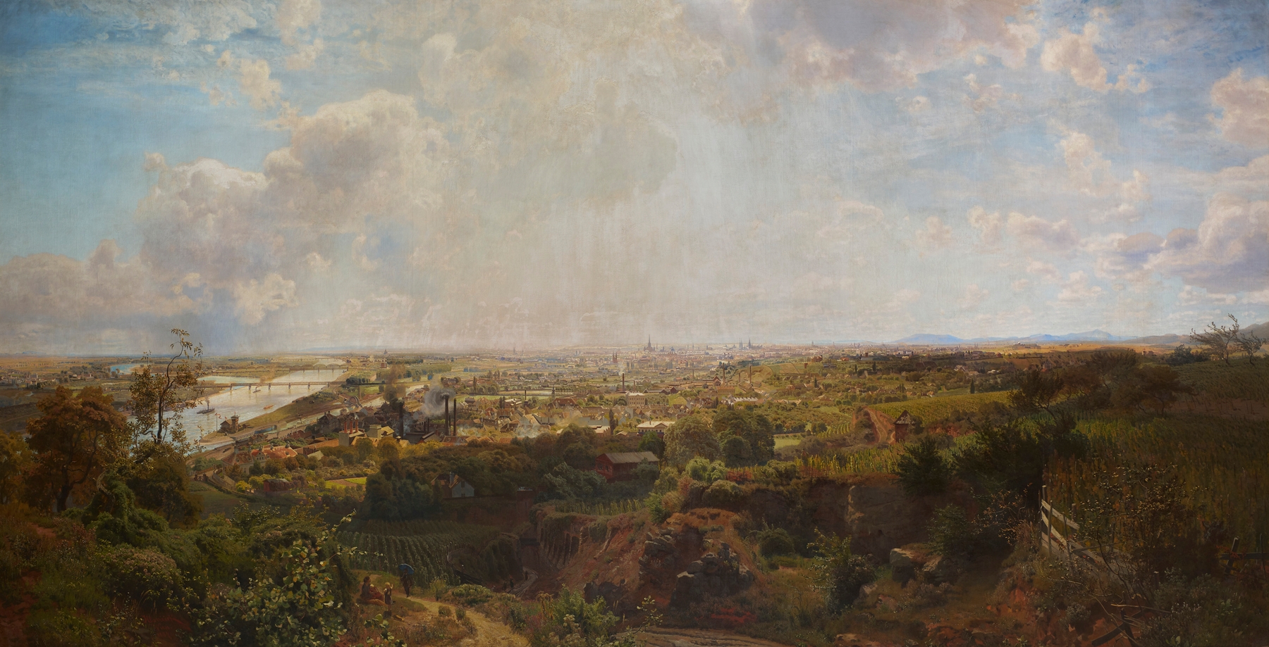 Die Kaiserstadt an der Donau – Wien vom Nußberg, by Anton Hlavacek, public domain