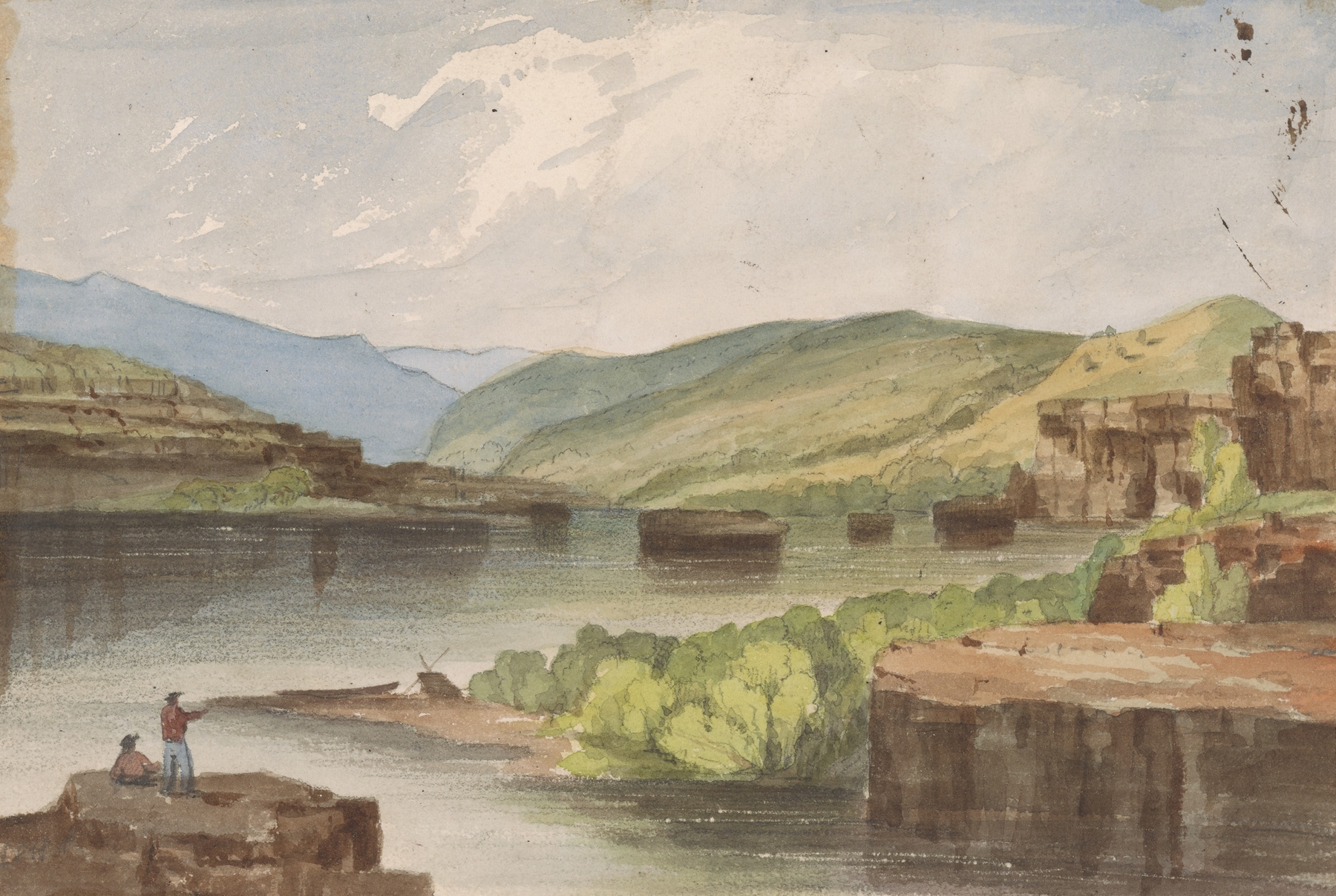Cape Horn – Columbia River by John Mix Stanley, oil painting depicting turbulent waves and dramatic sky.