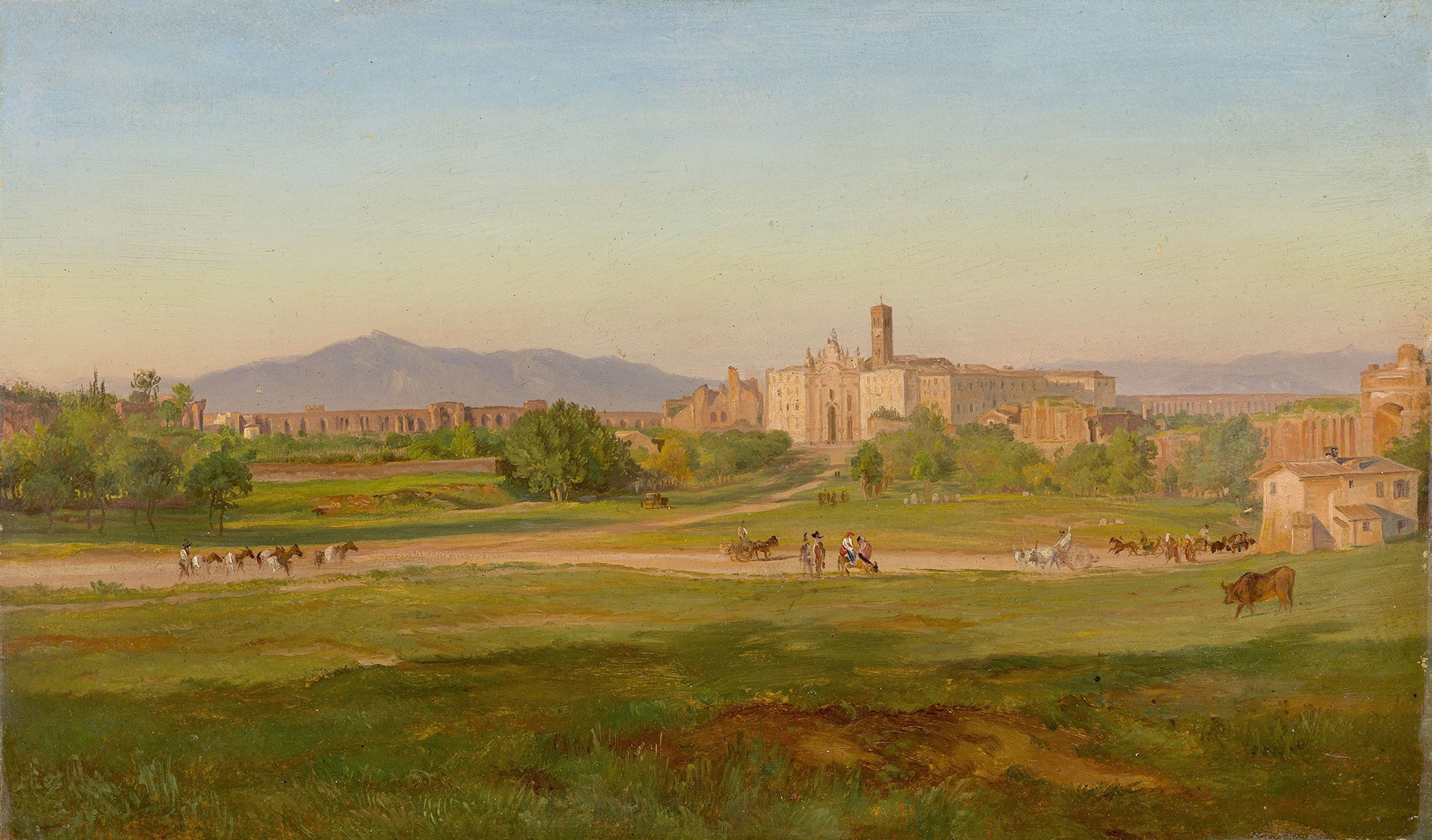 Blick auf die Basilica di Santa Croce in Gerusalemme by Friedrich Loos, oil painting