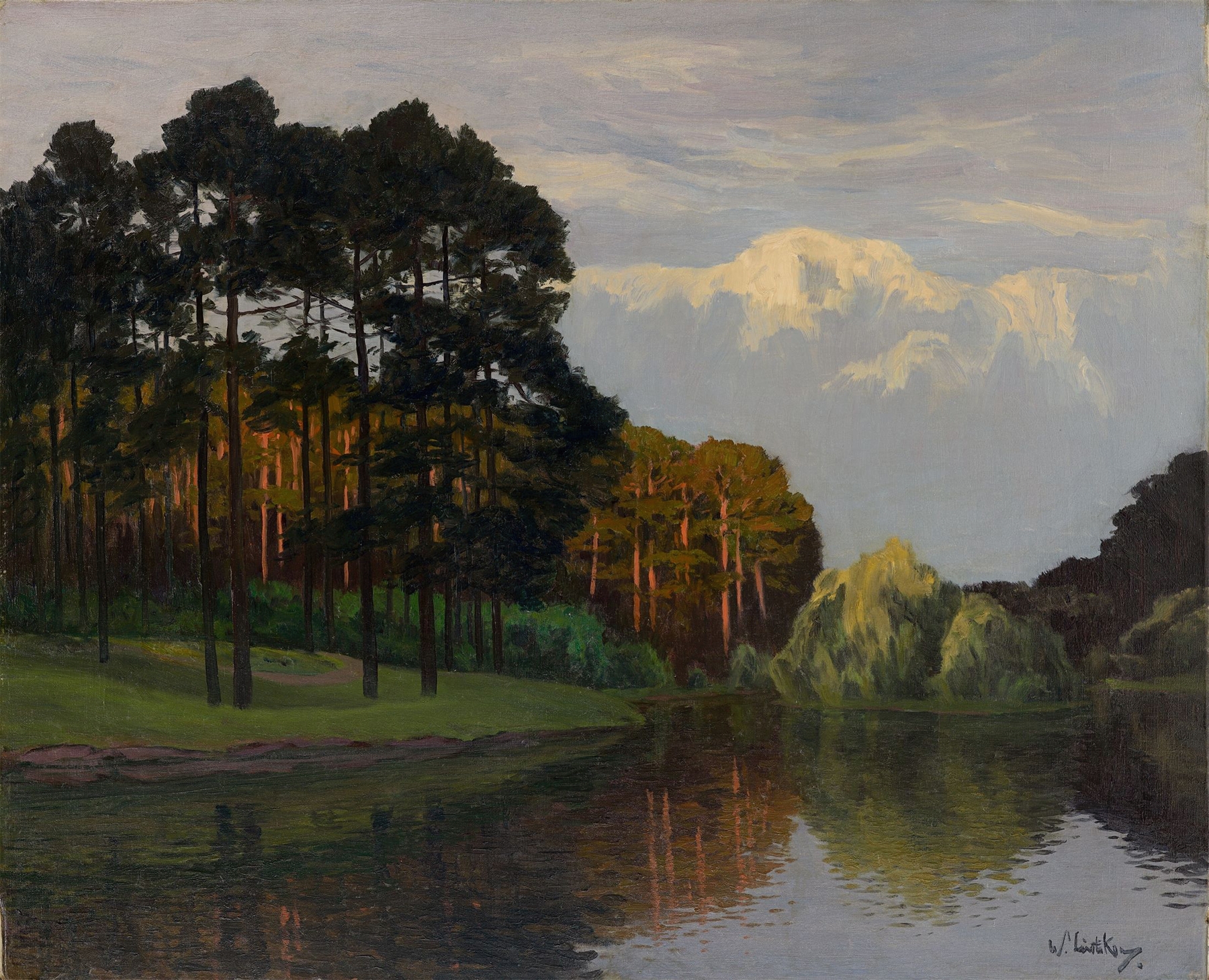 Impressionist landscape of Hubertussee im Grunewald by Walter Leistikow