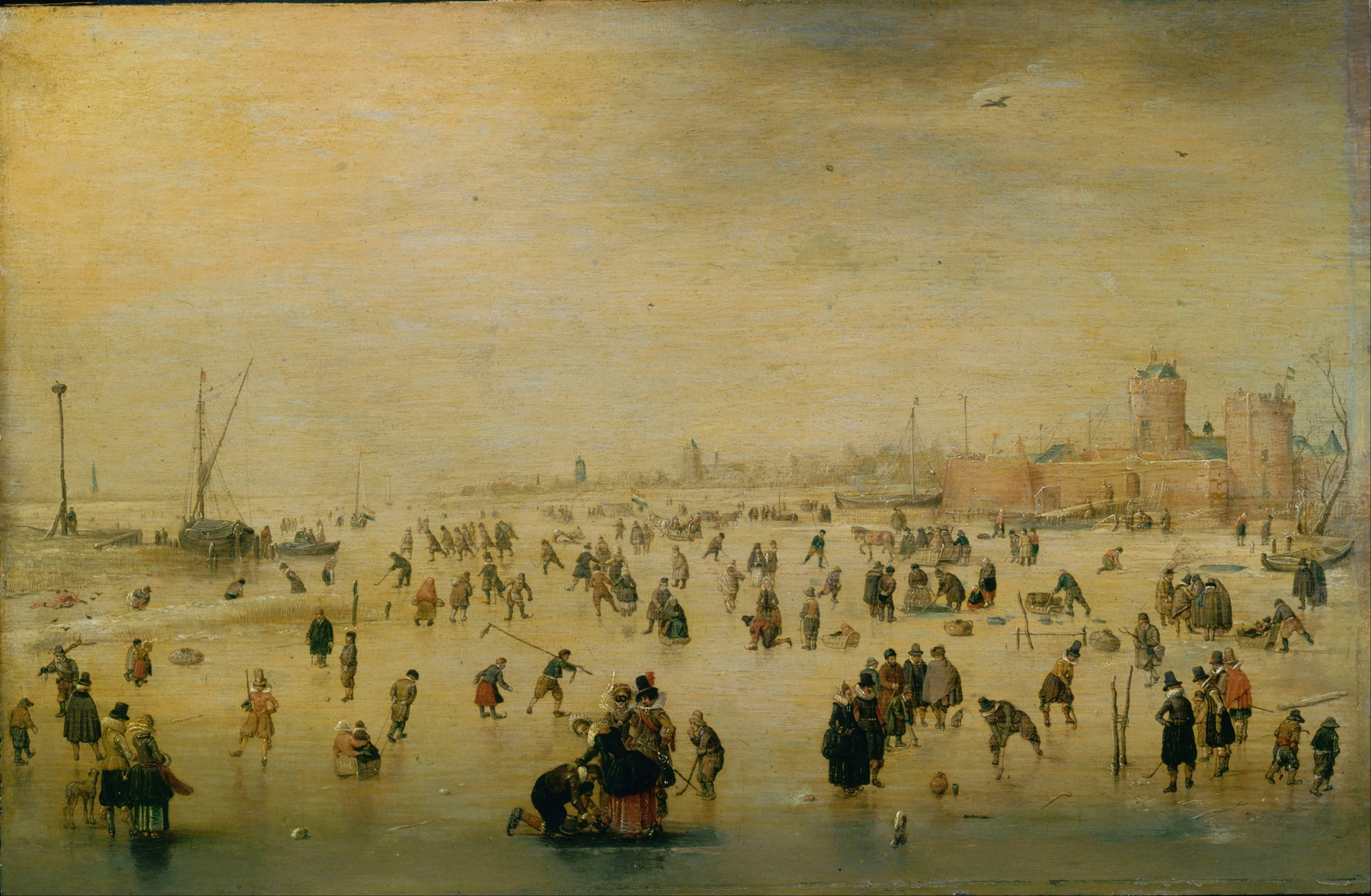 Skating Scene, by Hendrick Avercamp, public domain