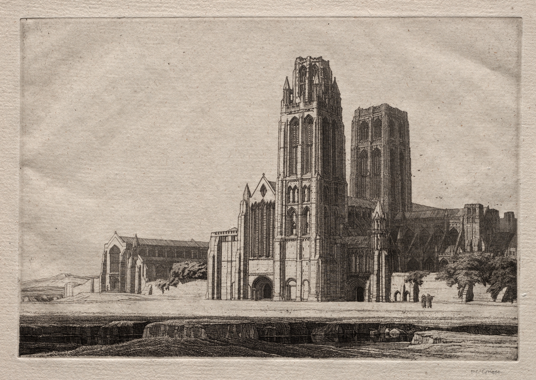 The Minster by Frederick Landseer Maur Griggs, oil painting depicting intricate architecture and light.