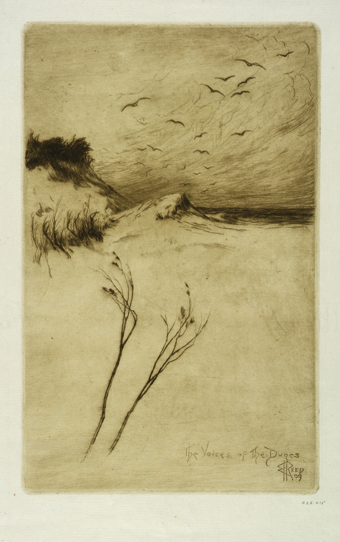 Landscape depicting dunes with swirling hues, oil painting by Earl Howell Reed