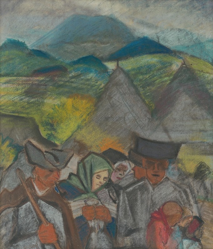 A serene landscape painting by Arnold Peter Weisz-Kubínčan.