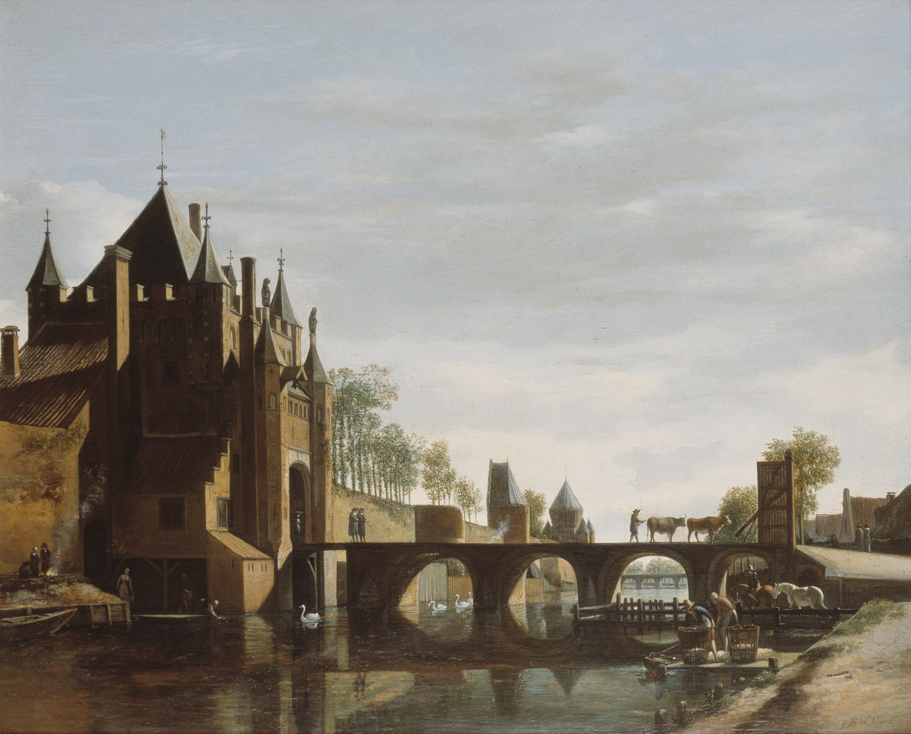 De grote houtpoort te Haarlem., by Gerrit Berckheyde, public domain