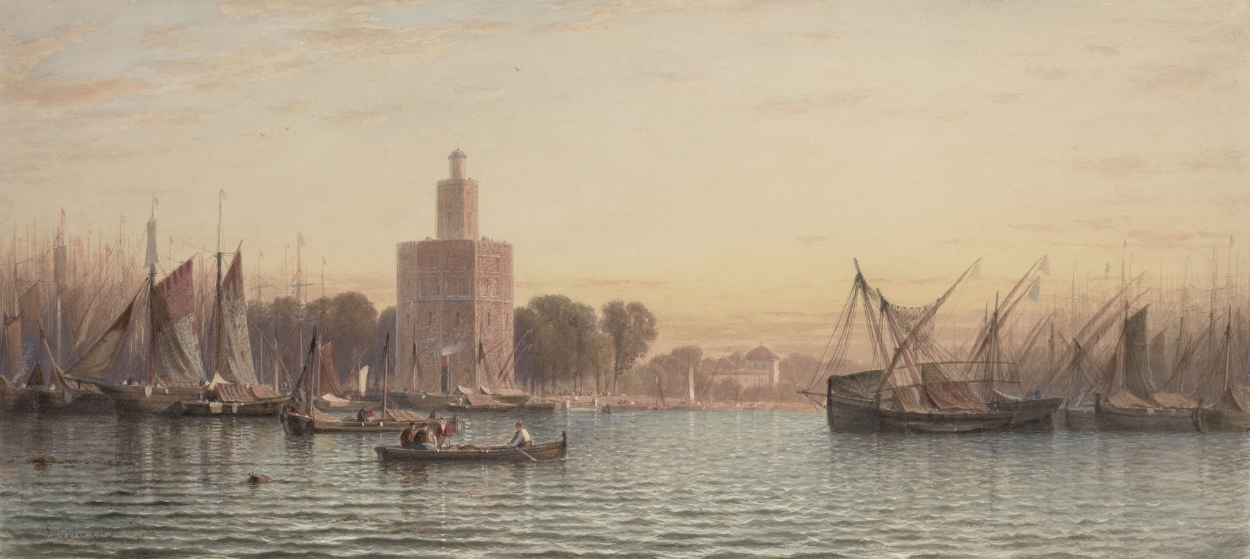 The Harbor of Seville, by Samuel Colman, public domain