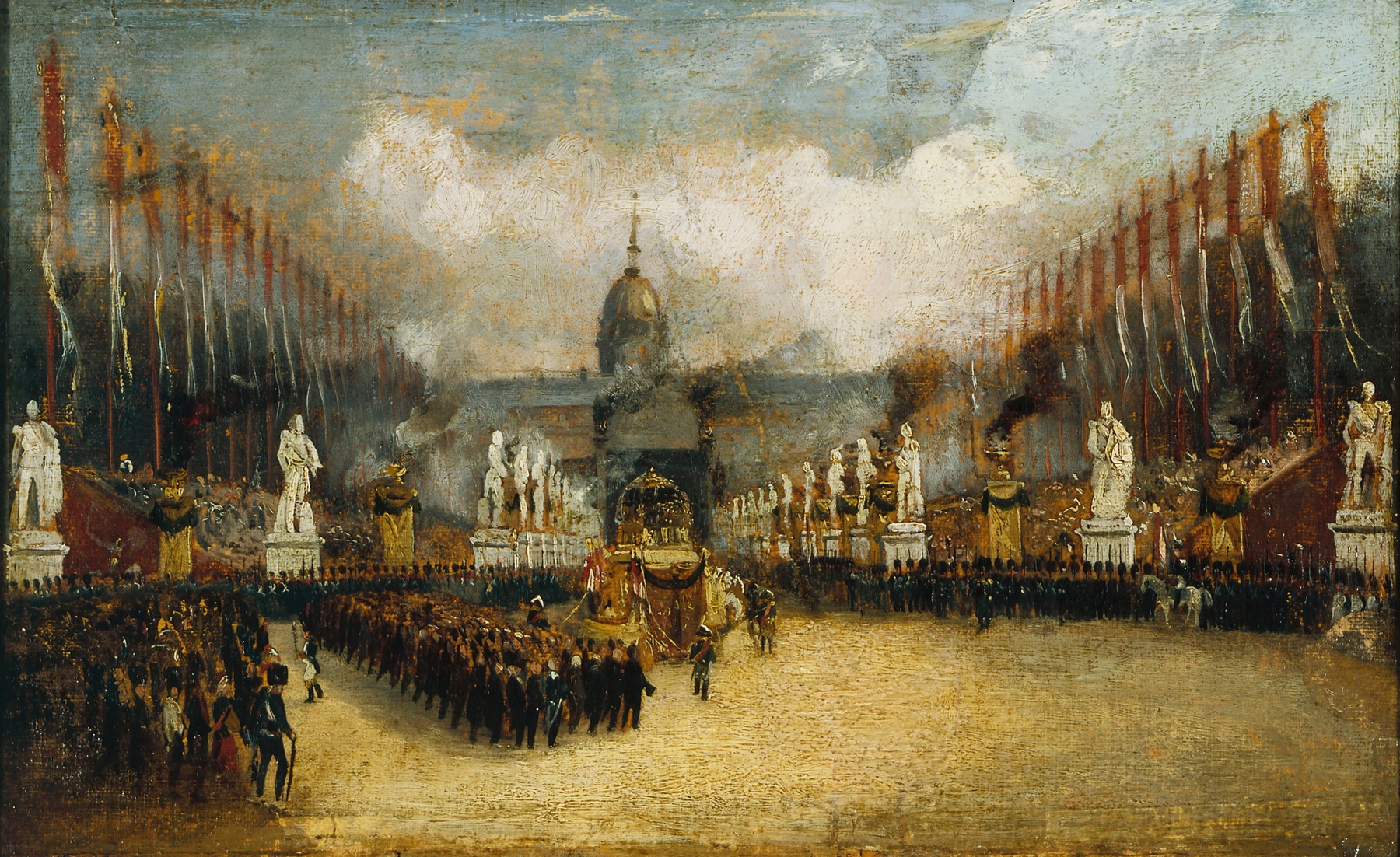 Historical scene of Napoleon's ashes arrival, 1840, oil painting, Unknown Artist