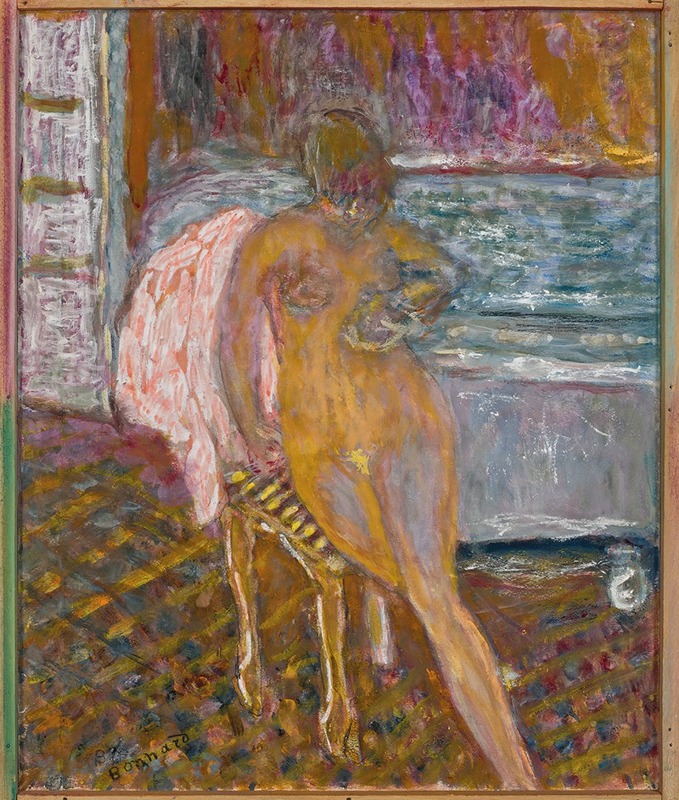 A woman at her dressing table, surrounded by vibrant colors and intimate details.