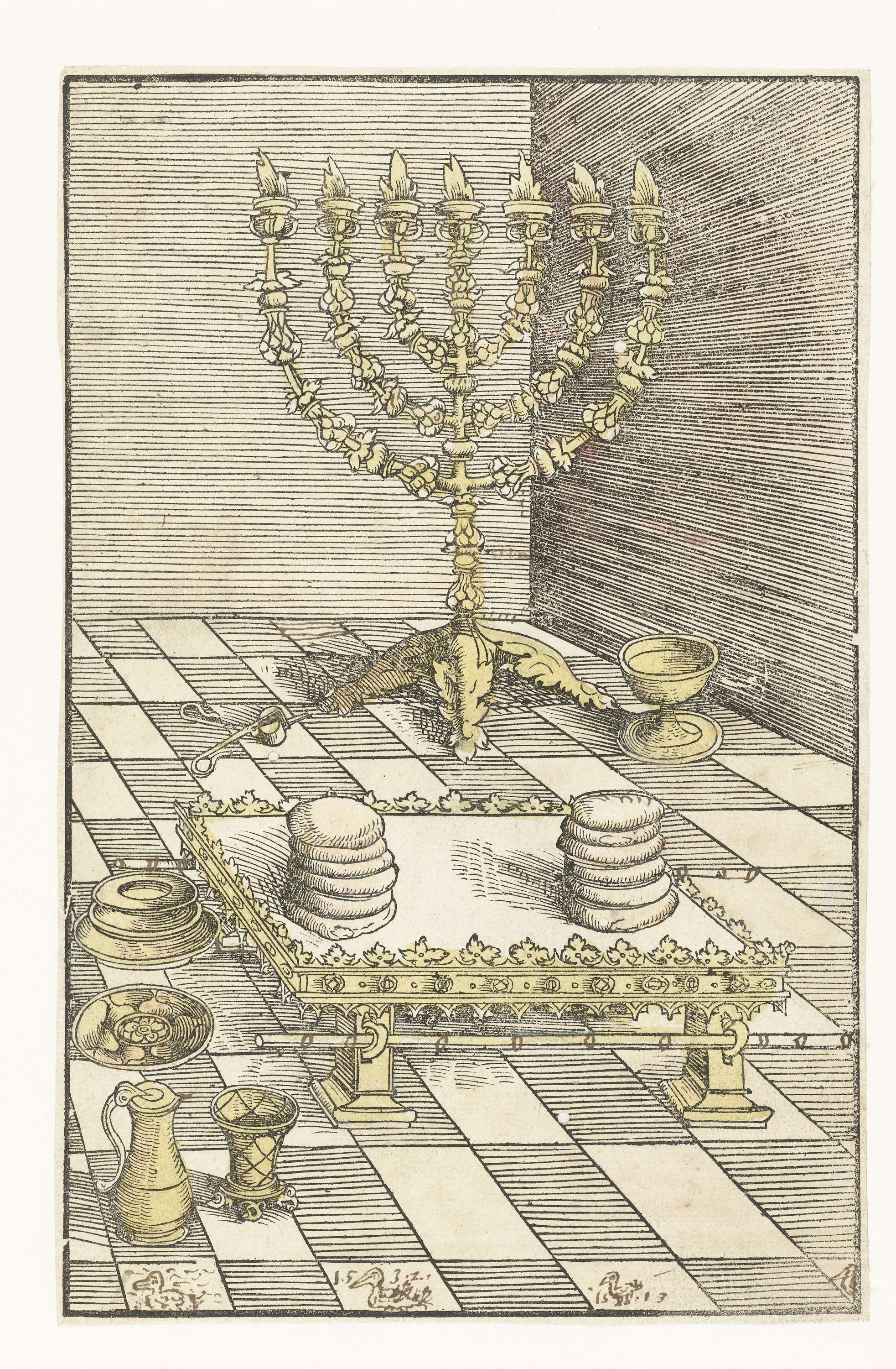 Zevenarmige kandelaar en tafel met het toonbrood, by Lucas Cranach (I), public domain